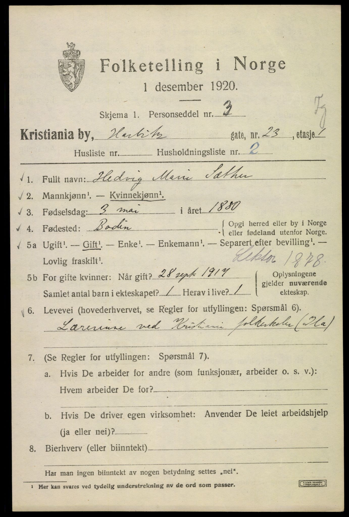 SAO, 1920 census for Kristiania, 1920, p. 271773