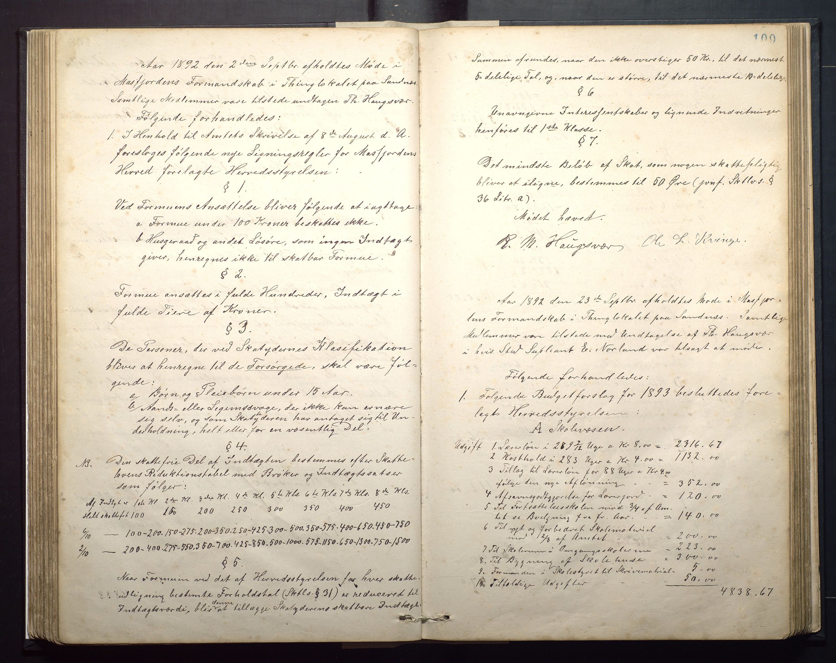 Masfjorden kommune. Formannskapet, IKAH/1266-021/A/Aa/L0001: Møtebok for formannskap og heradstyre, 1879-1904, p. 109