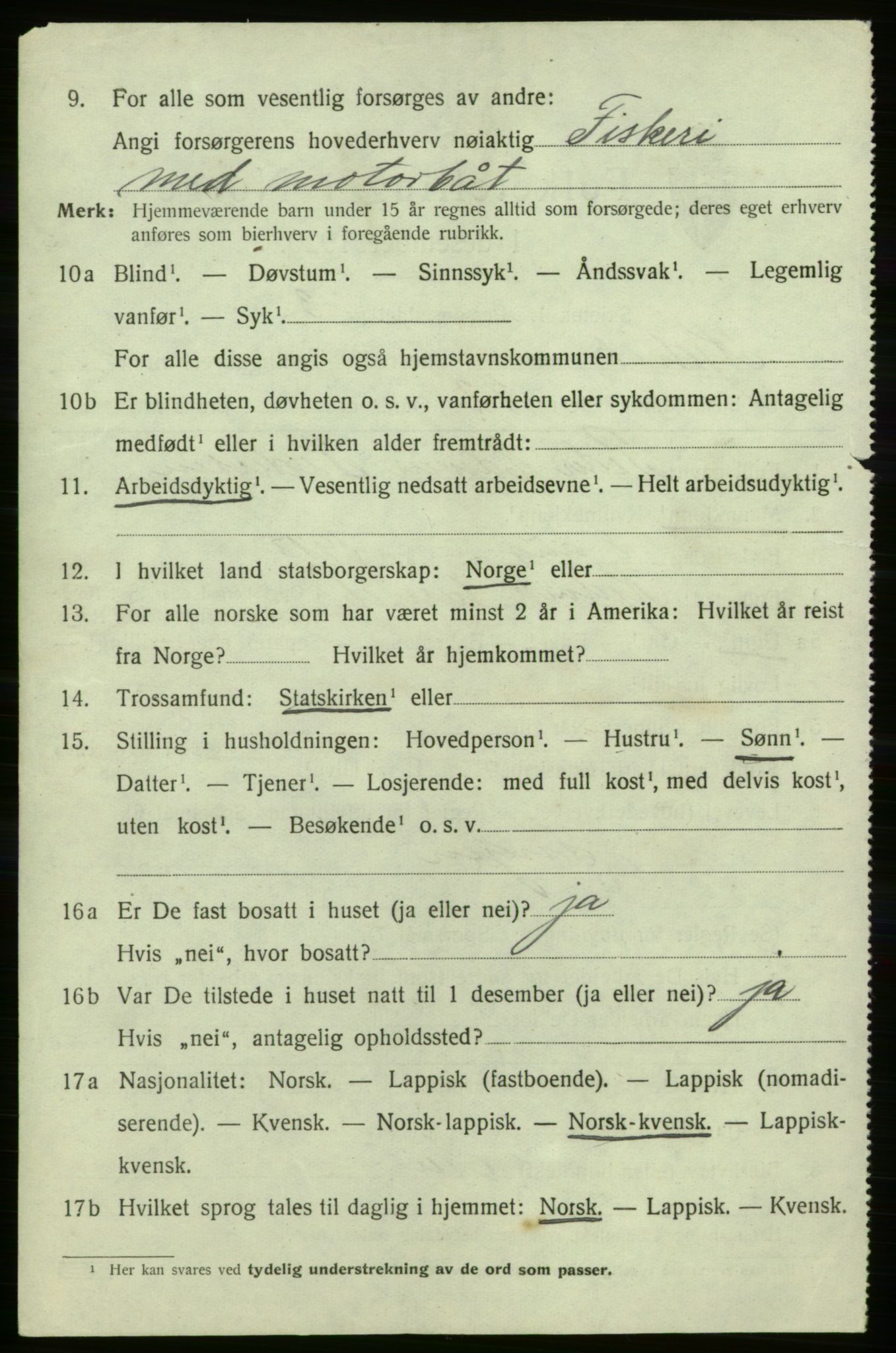 SATØ, 1920 census for Kjelvik, 1920, p. 7020