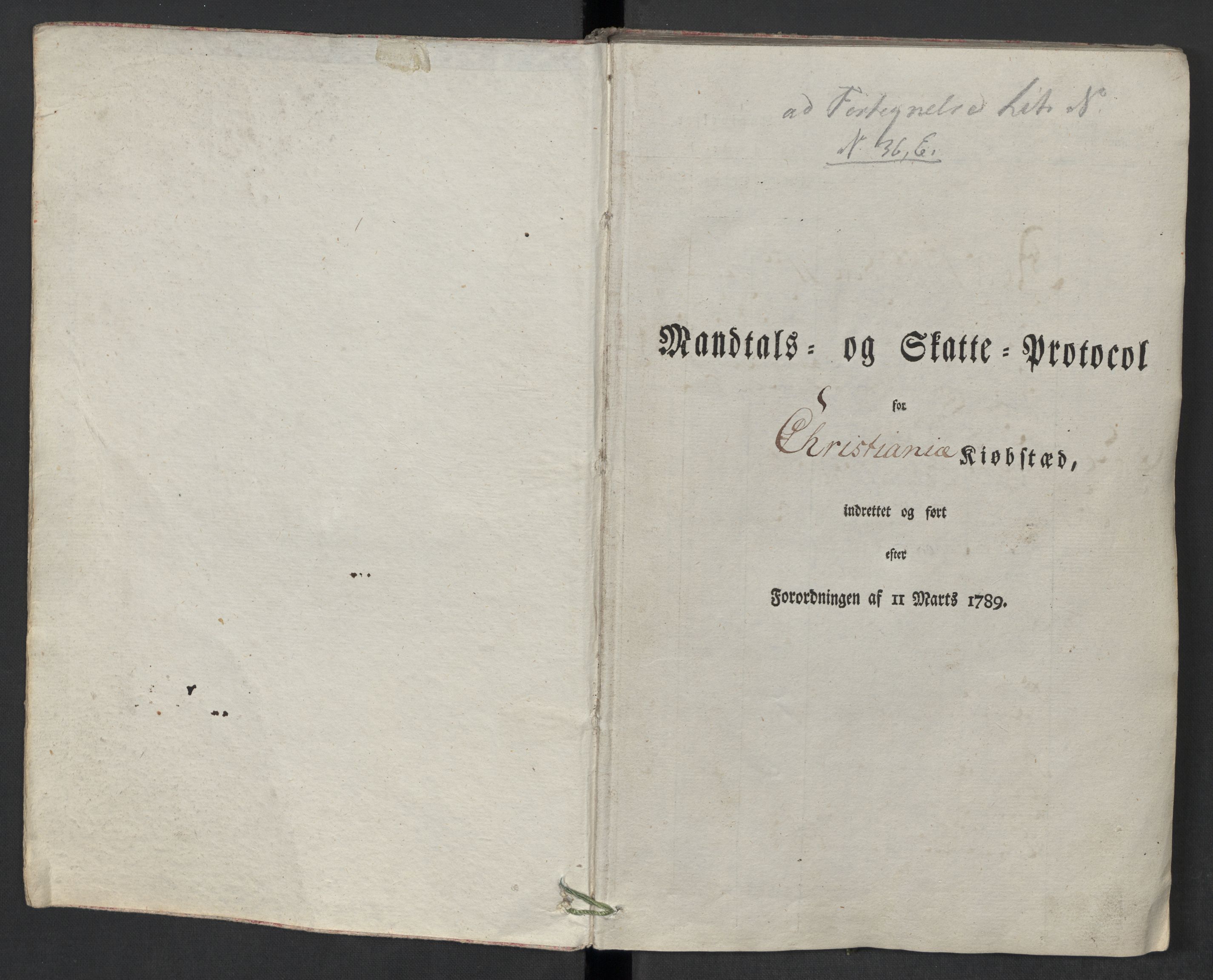Rentekammeret inntil 1814, Reviderte regnskaper, Mindre regnskaper, RA/EA-4068/Rf/Rfe/L0006: Christiania, 1789, p. 4