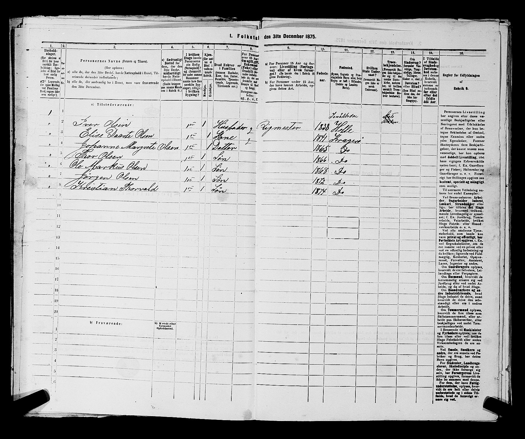 SAKO, 1875 census for 0801P Kragerø, 1875, p. 1033