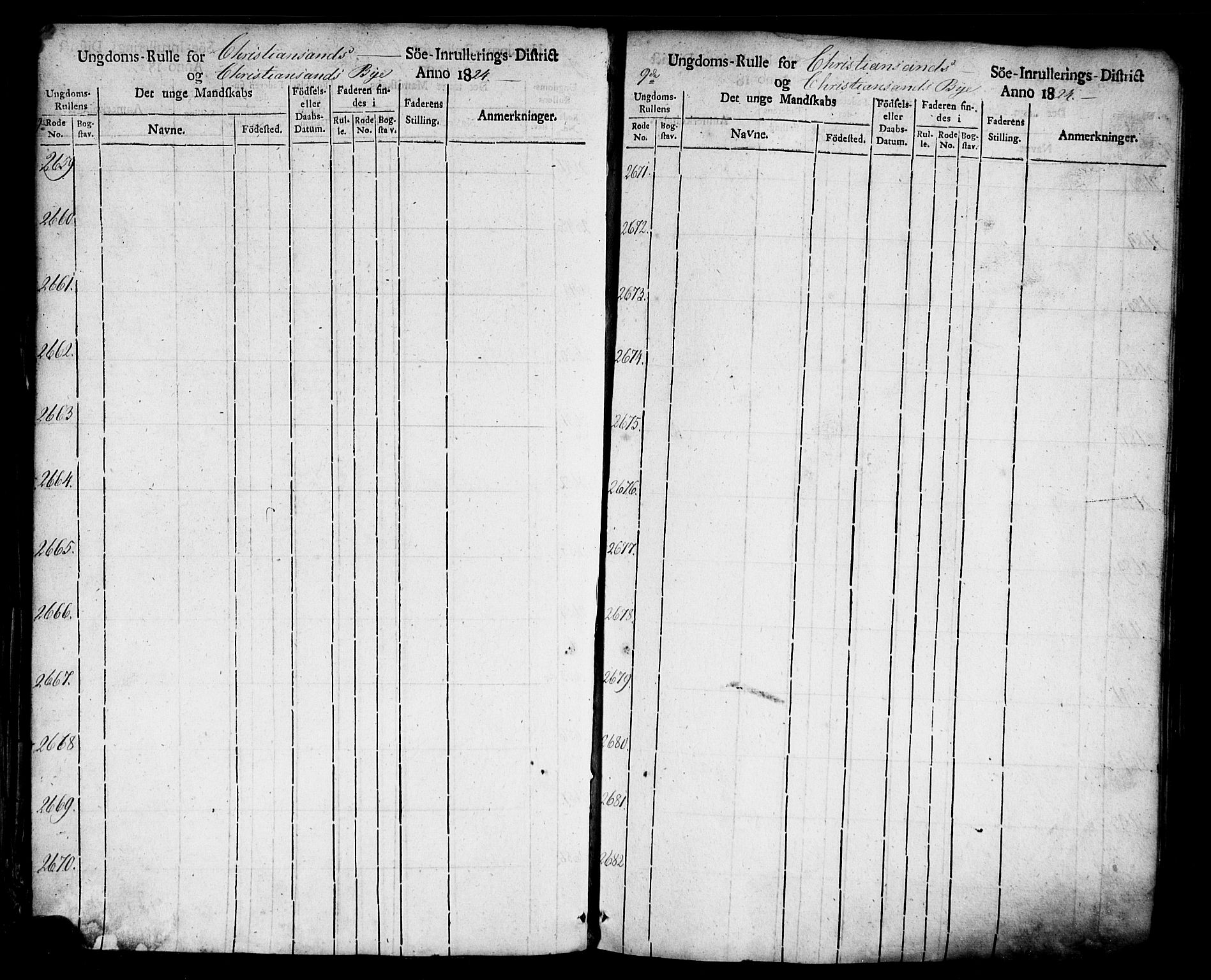 Kristiansand mønstringskrets, AV/SAK-2031-0015/F/Fa/L0001: Ungdomsrulle Kristiansand by nr 1-3616, H-1, 1824-1851, p. 114