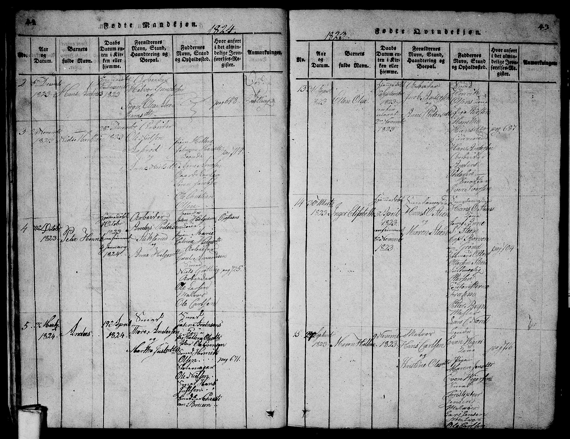 Larvik kirkebøker, AV/SAKO-A-352/G/Gb/L0001: Parish register (copy) no. II 1, 1818-1843, p. 42-43