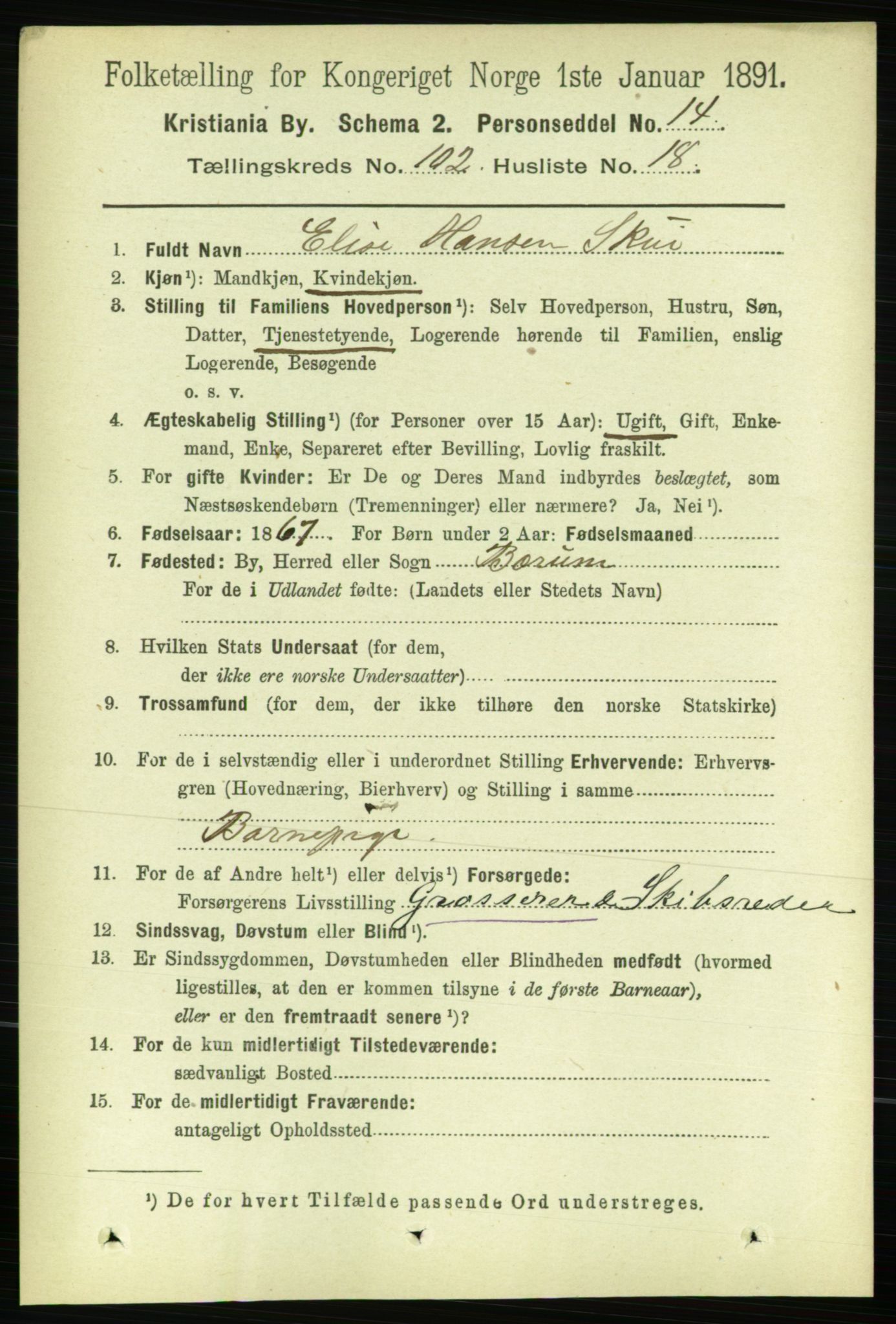 RA, 1891 census for 0301 Kristiania, 1891, p. 50971