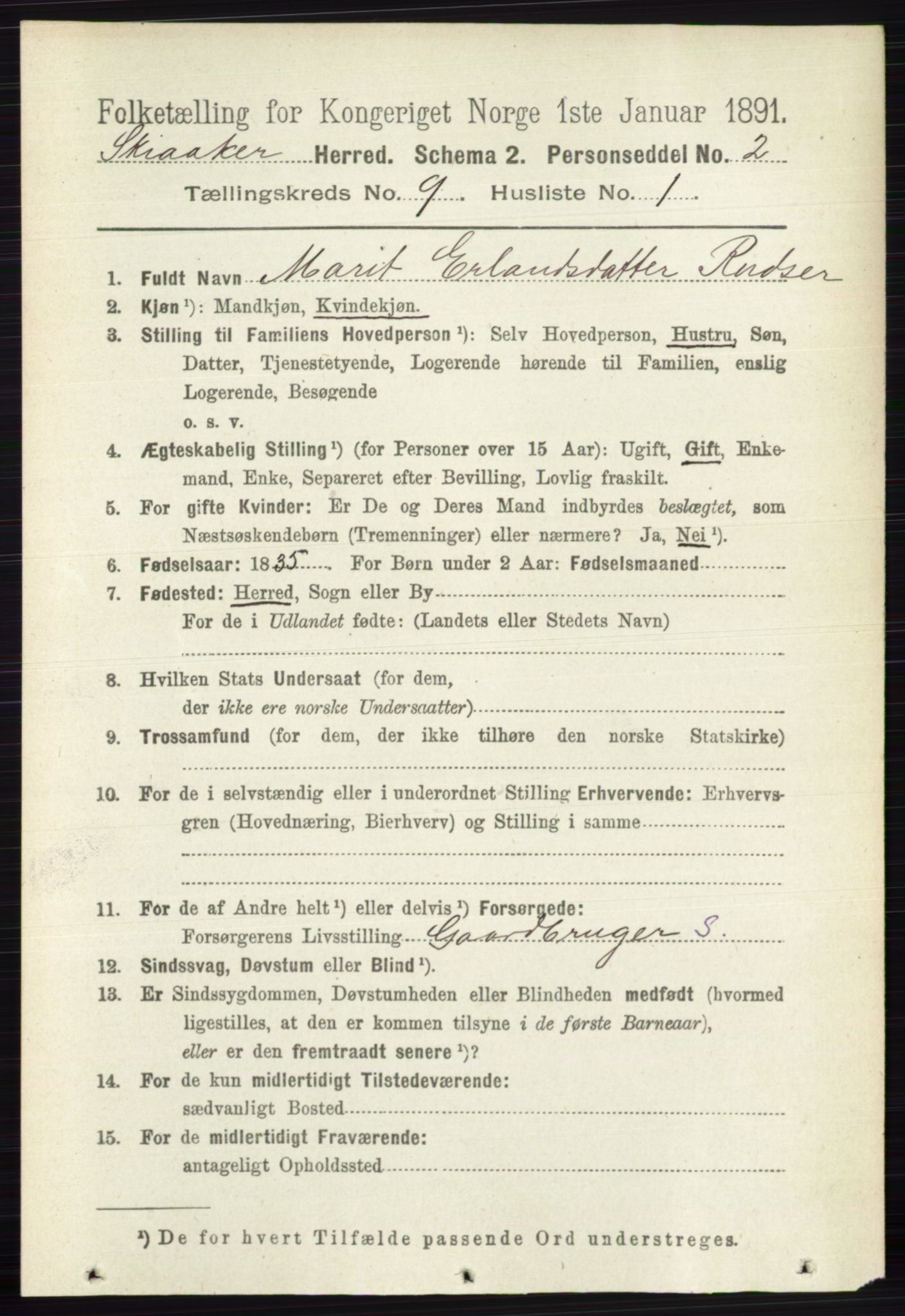 RA, 1891 census for 0513 Skjåk, 1891, p. 2830