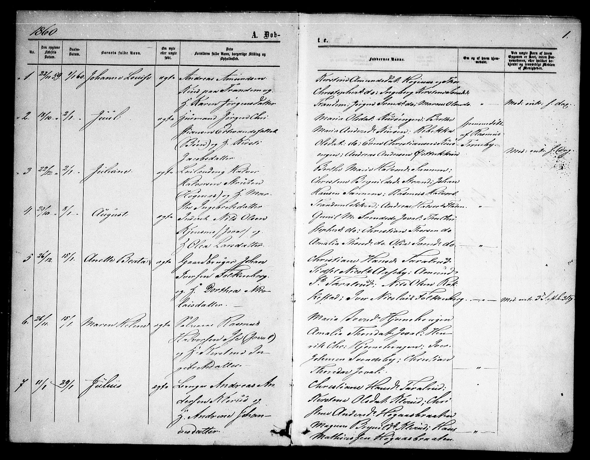 Rødenes prestekontor Kirkebøker, SAO/A-2005/F/Fa/L0007: Parish register (official) no. I 7, 1860-1869, p. 1