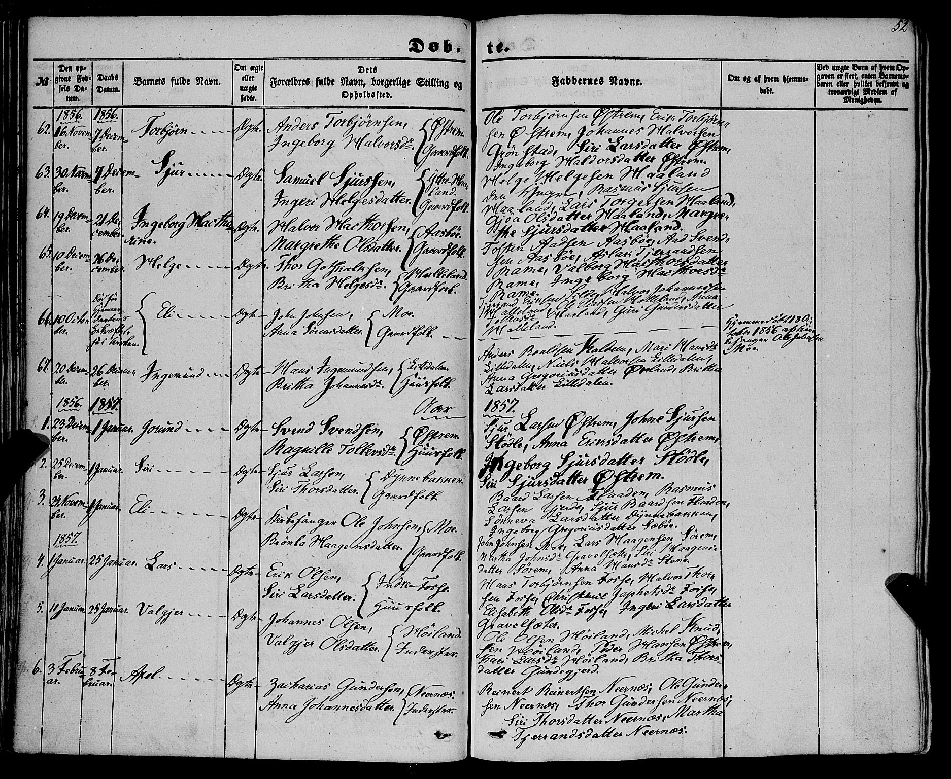 Etne sokneprestembete, AV/SAB-A-75001/H/Haa: Parish register (official) no. A 8, 1848-1862, p. 52