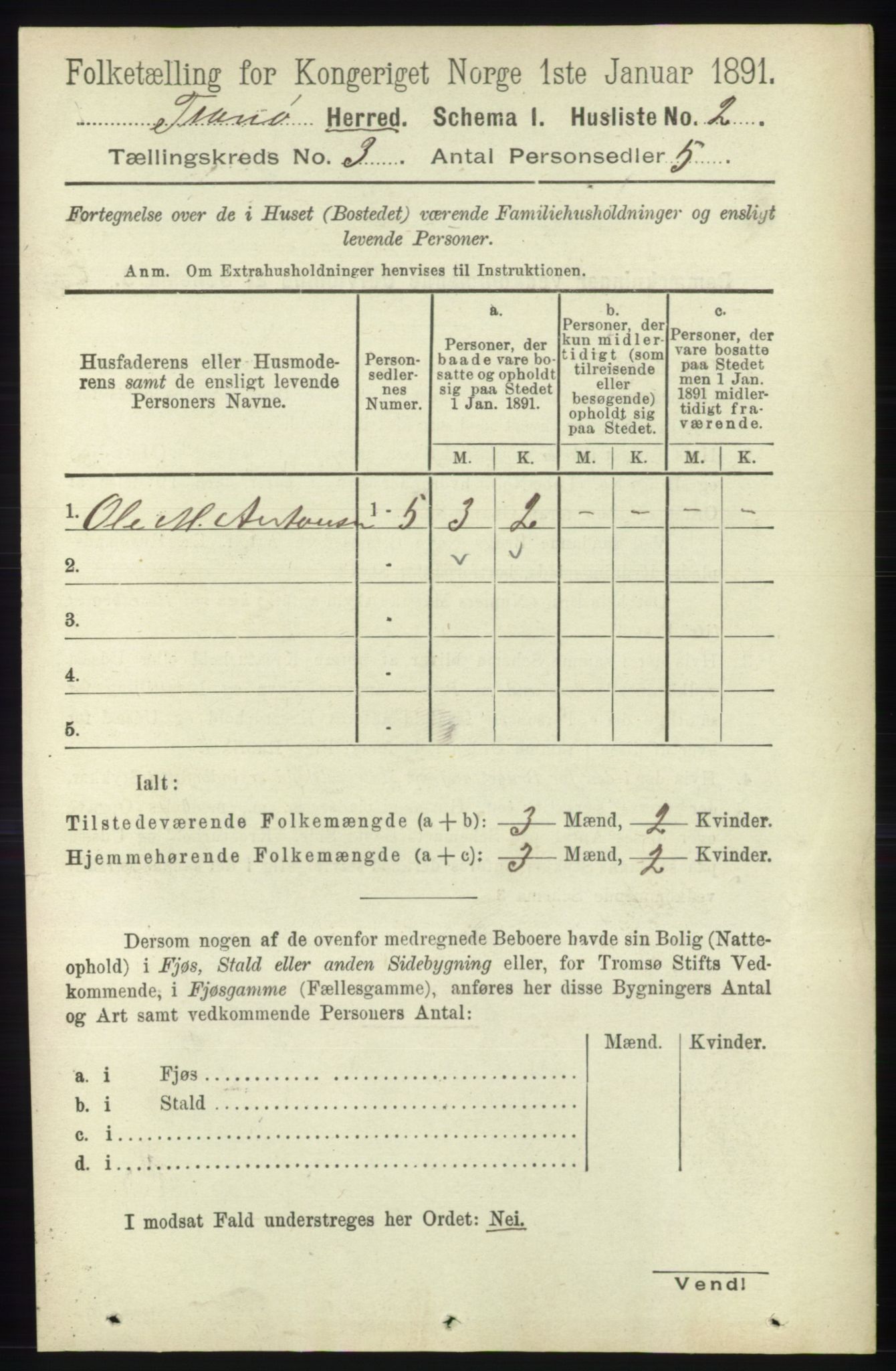 RA, 1891 census for 1927 Tranøy, 1891, p. 805