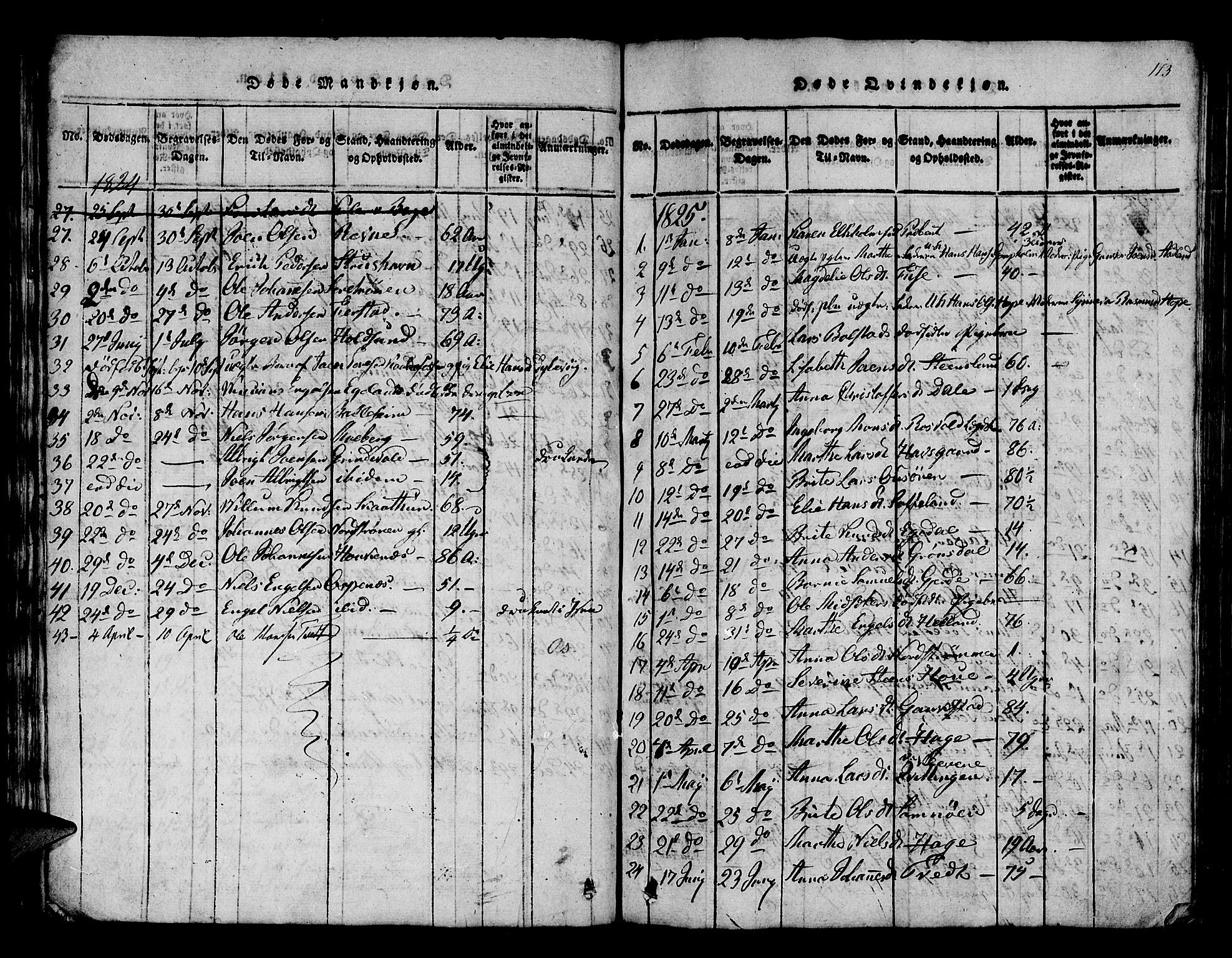 Os sokneprestembete, SAB/A-99929: Parish register (official) no. A 12, 1816-1825, p. 113