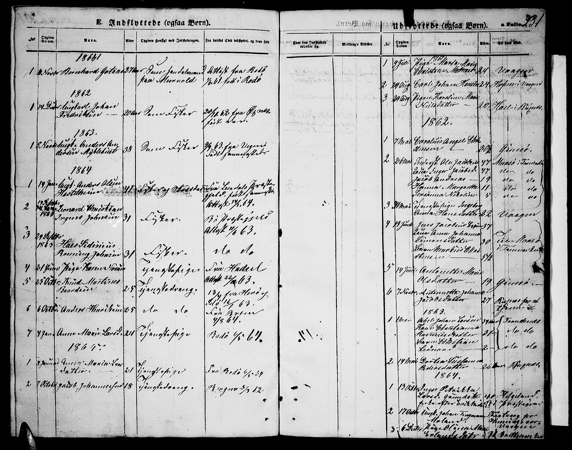 Ministerialprotokoller, klokkerbøker og fødselsregistre - Nordland, SAT/A-1459/880/L1140: Parish register (copy) no. 880C02, 1861-1875, p. 231