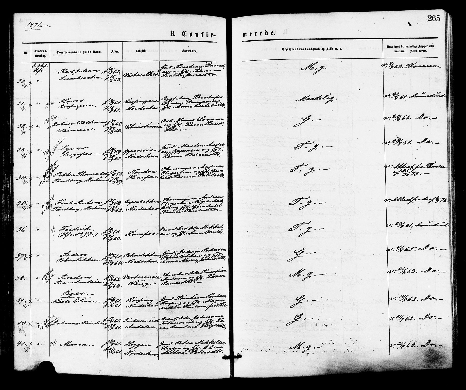 Norderhov kirkebøker, SAKO/A-237/F/Fa/L0015: Parish register (official) no. 15, 1875-1884, p. 265