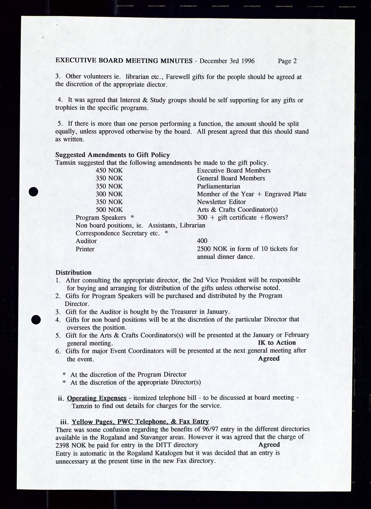 PA 1547 - Petroleum Wives Club, AV/SAST-A-101974/A/Aa/L0003: Board and General Meeting, 1994-1998