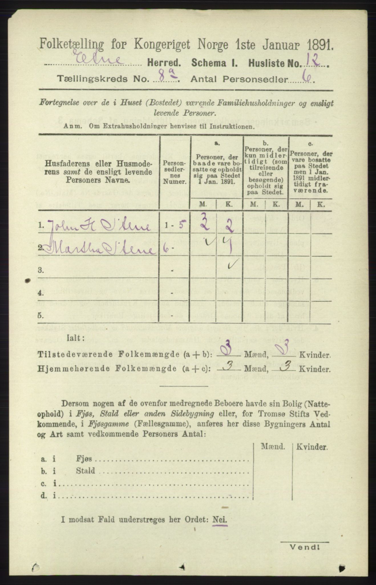 RA, 1891 census for 1211 Etne, 1891, p. 1534