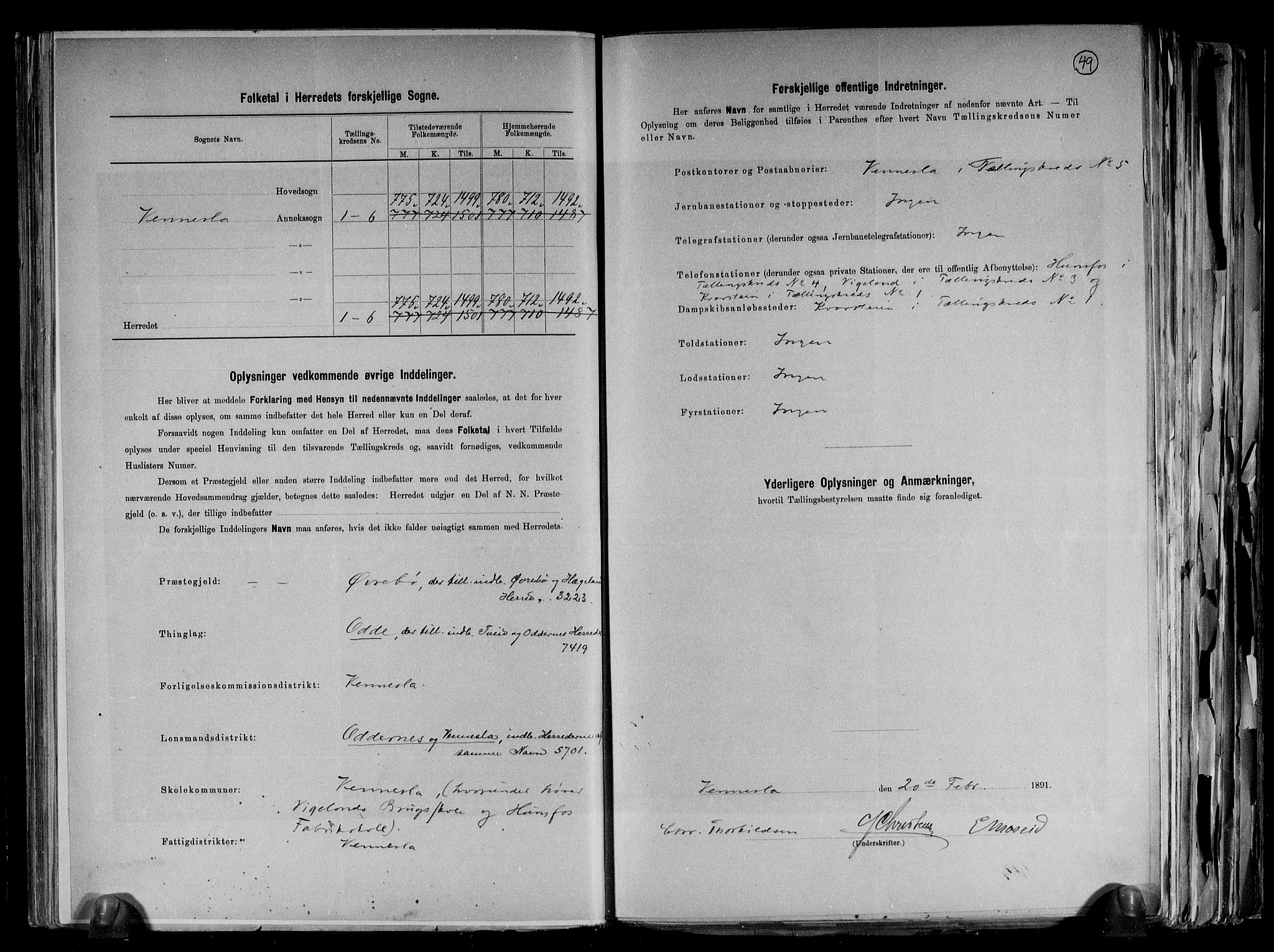 RA, 1891 census for 1014 Vennesla, 1891, p. 3