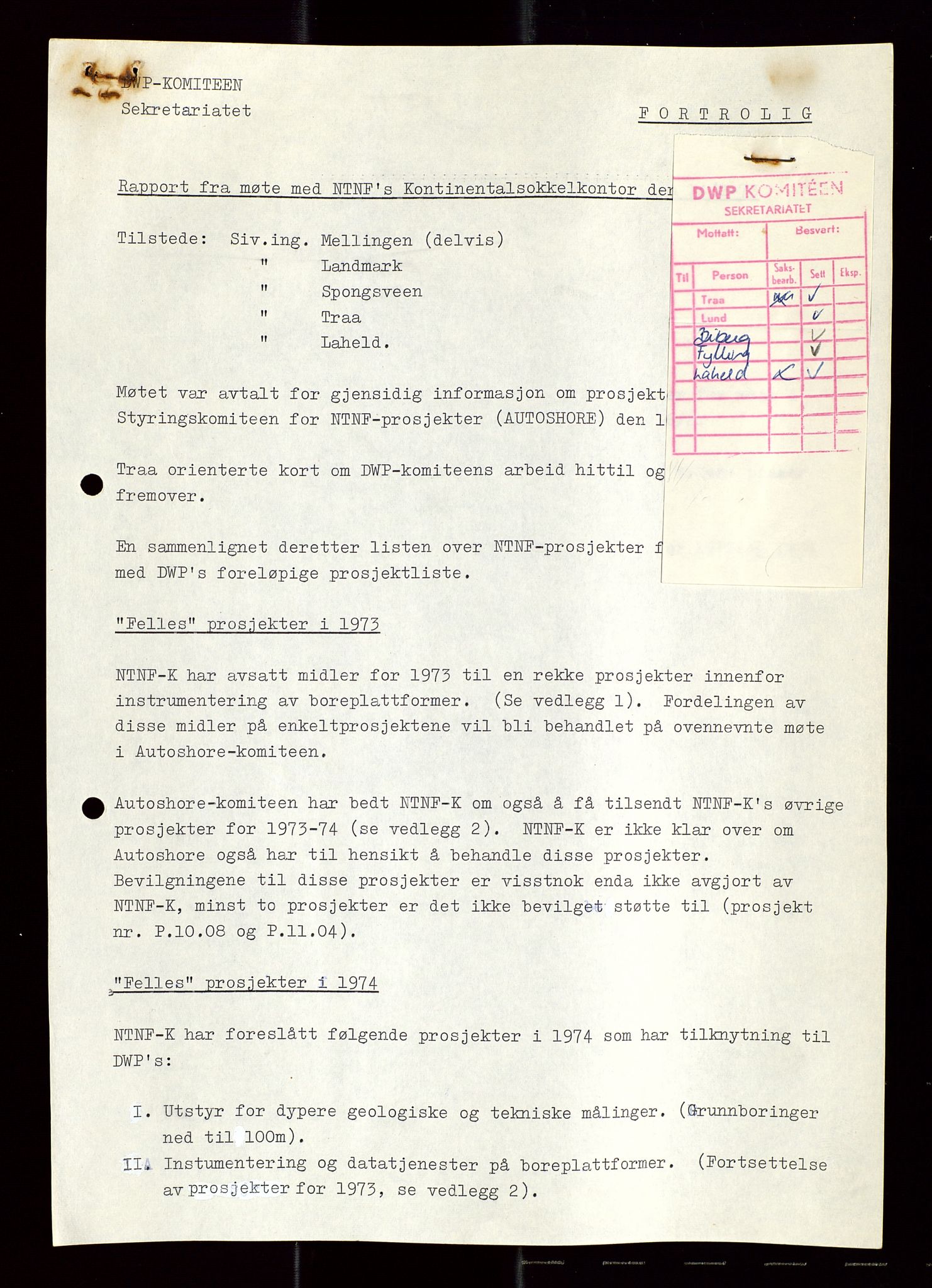 Industridepartementet, Oljekontoret, AV/SAST-A-101348/Di/L0003: DWP, møtereferater, 1972-1974, p. 292