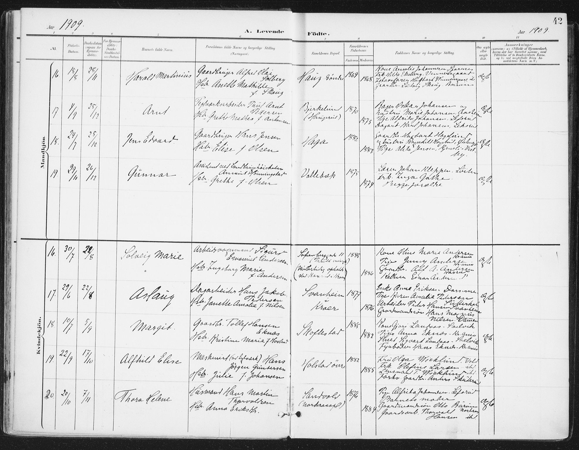 Ås prestekontor Kirkebøker, AV/SAO-A-10894/F/Fa/L0010: Parish register (official) no. I 10, 1900-1918, p. 42