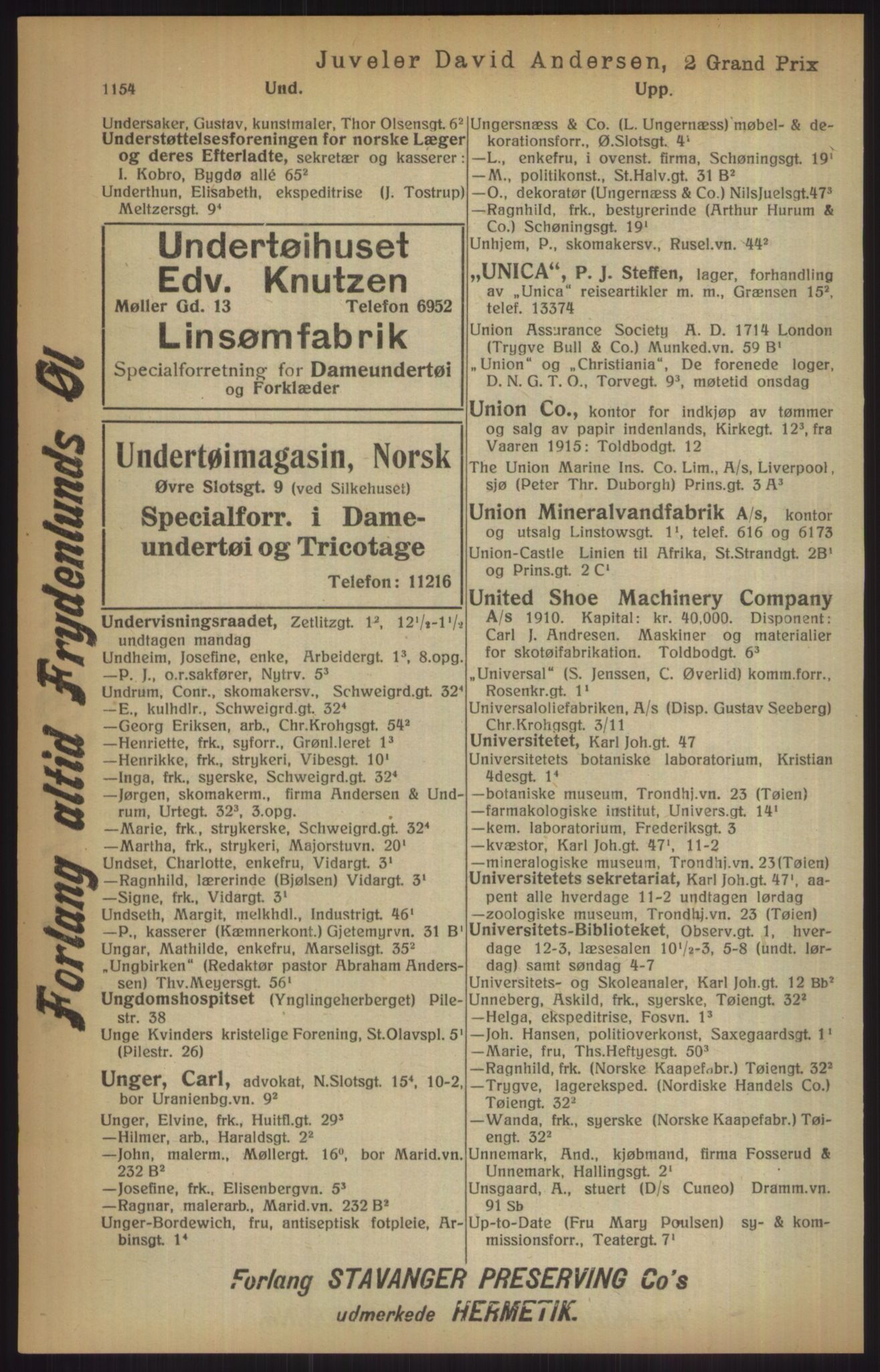 Kristiania/Oslo adressebok, PUBL/-, 1915, p. 1154