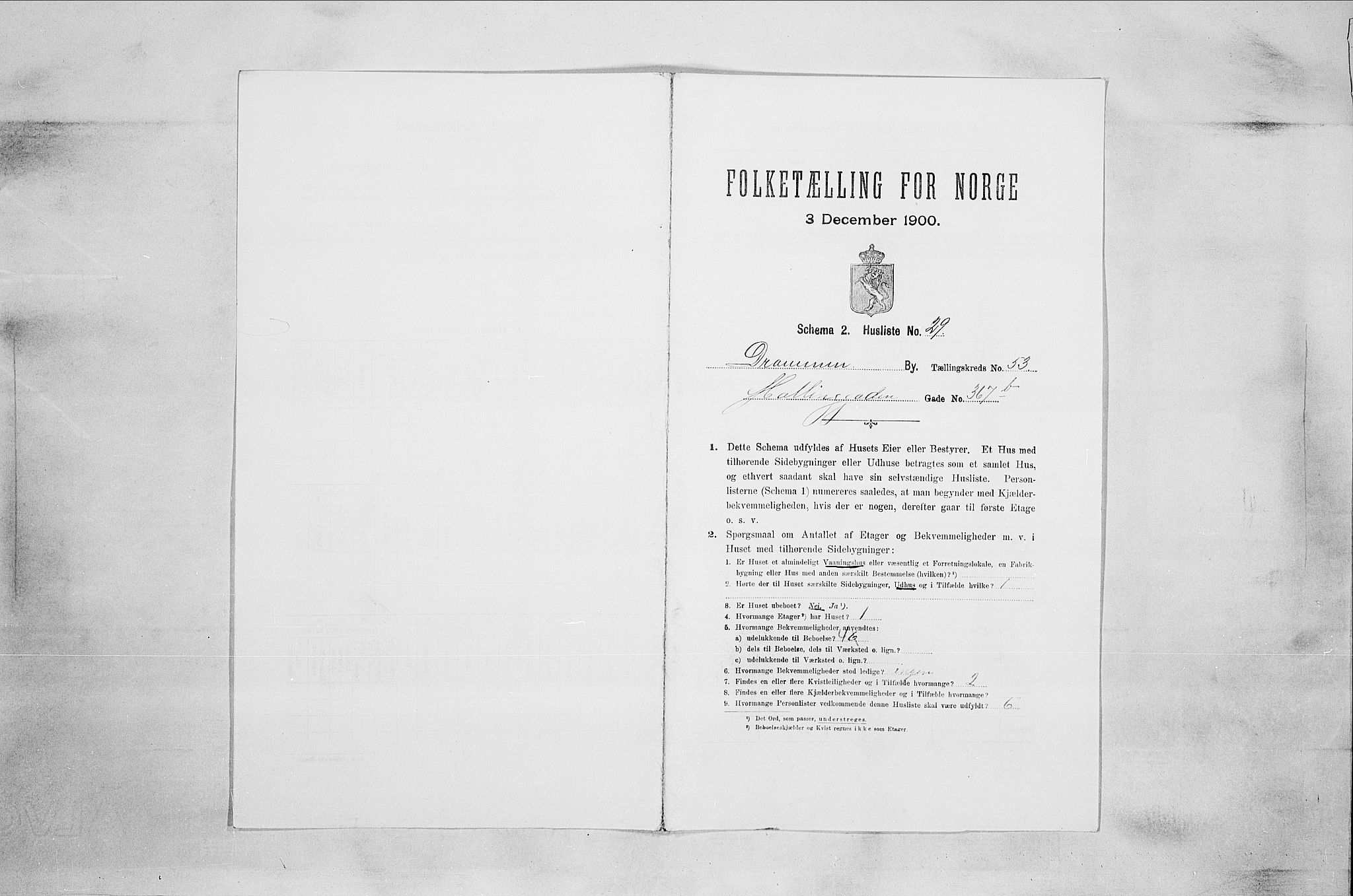 RA, 1900 census for Drammen, 1900, p. 9184