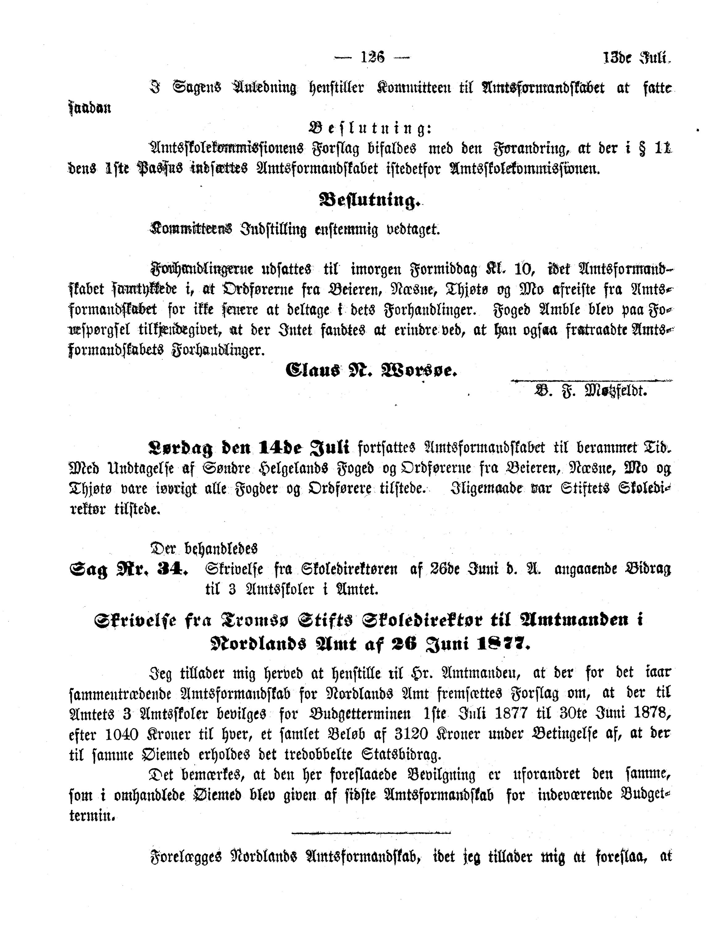 Nordland Fylkeskommune. Fylkestinget, AIN/NFK-17/176/A/Ac/L0011: Fylkestingsforhandlinger 1877, 1877, p. 126
