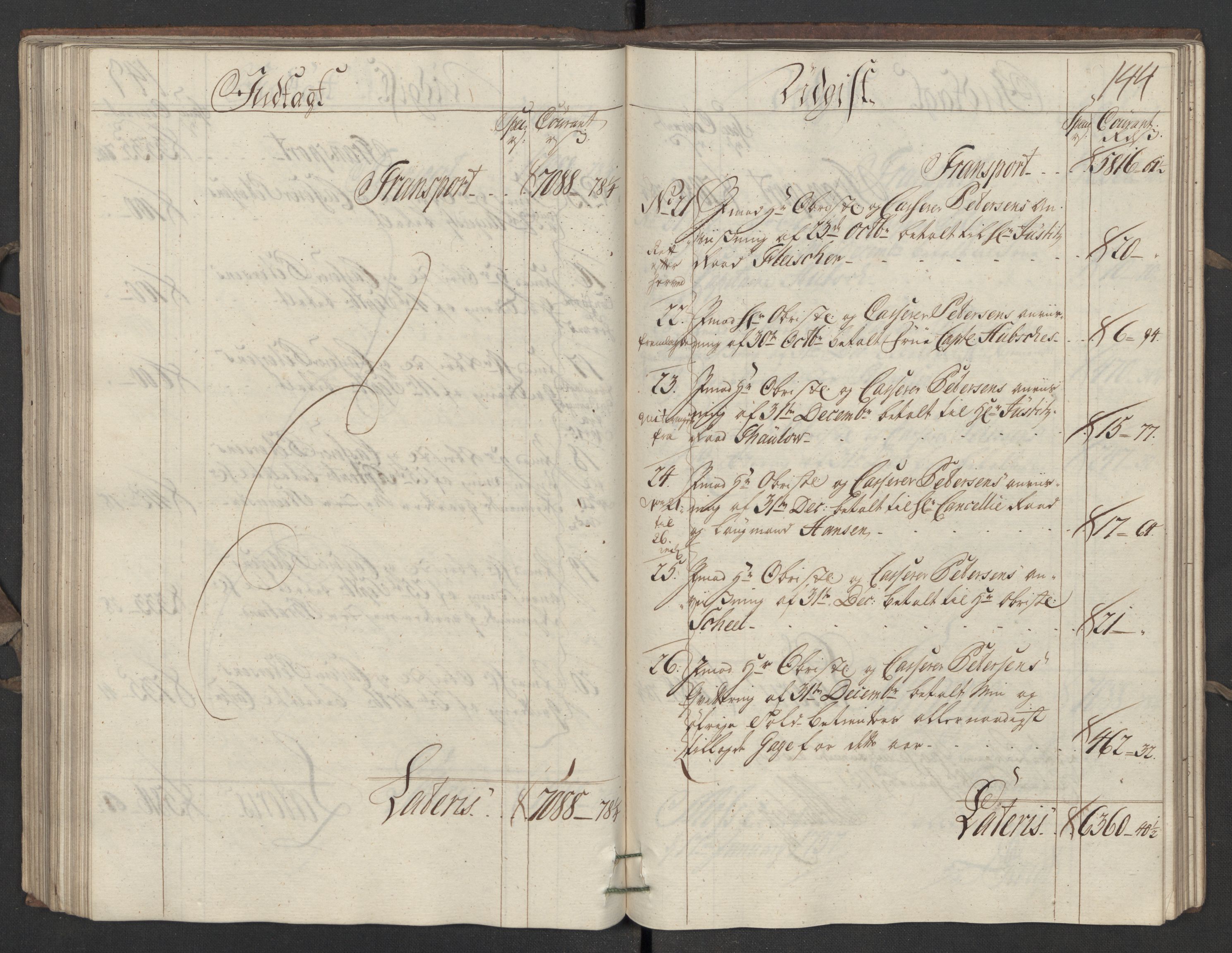 Generaltollkammeret, tollregnskaper, AV/RA-EA-5490/R05/L0027/0001: Tollregnskaper Moss, Son, Krokstad / Utgående hovedtollbok, 1756, p. 143b-144a