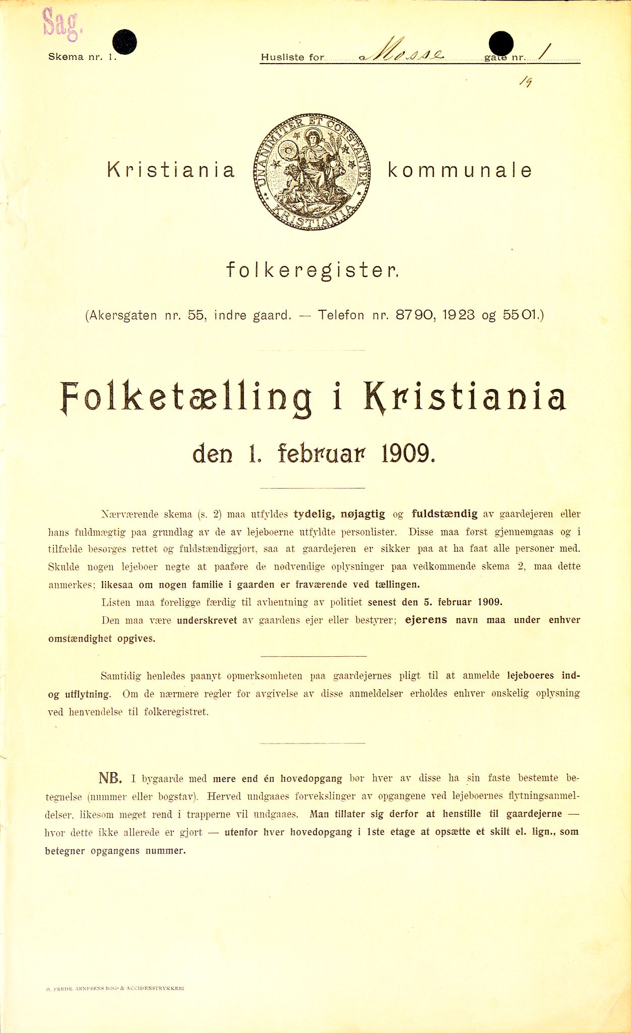 OBA, Municipal Census 1909 for Kristiania, 1909, p. 59440