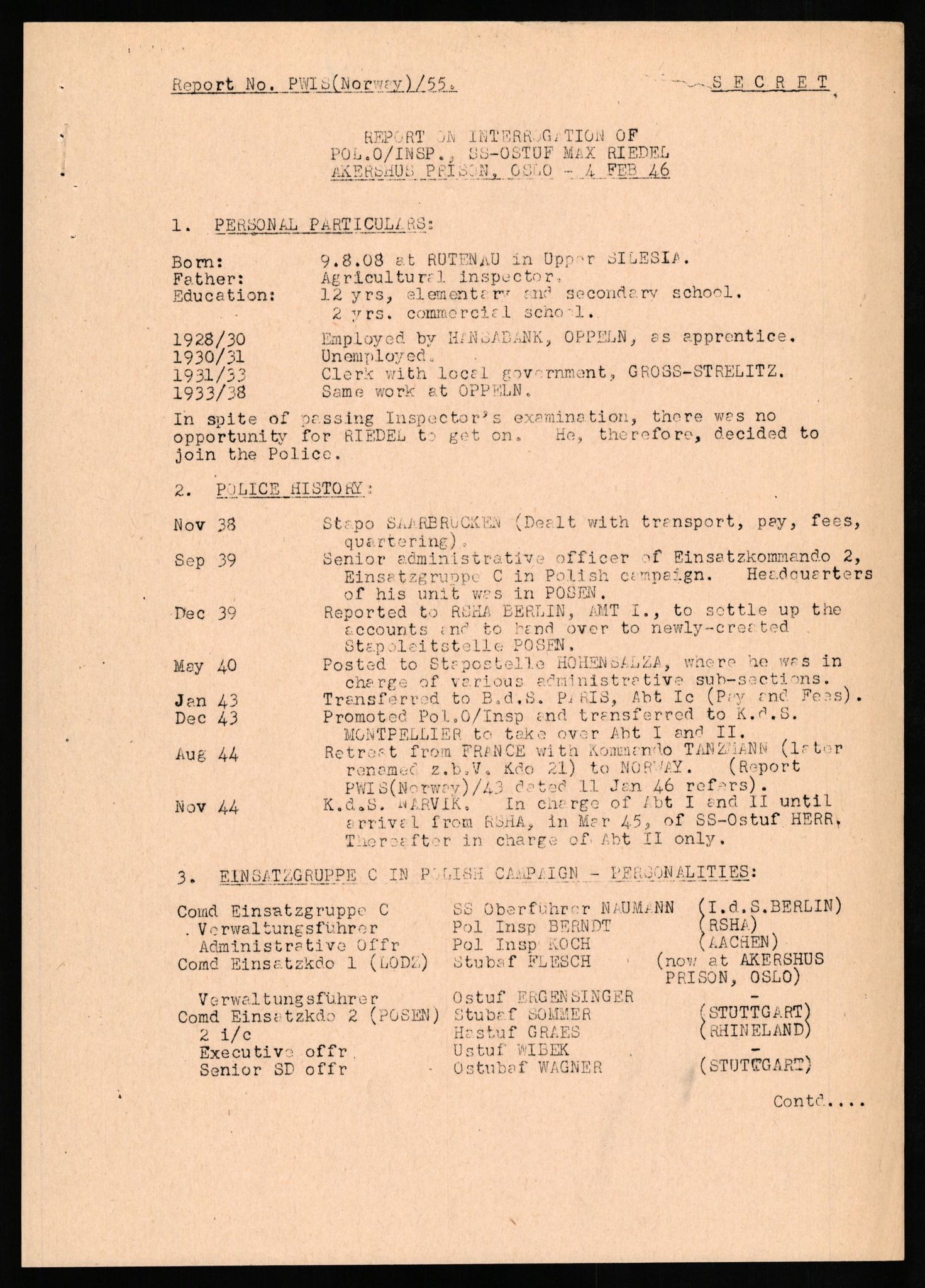 Forsvaret, Forsvarets overkommando II, AV/RA-RAFA-3915/D/Db/L0027: CI Questionaires. Tyske okkupasjonsstyrker i Norge. Tyskere., 1945-1946, p. 374