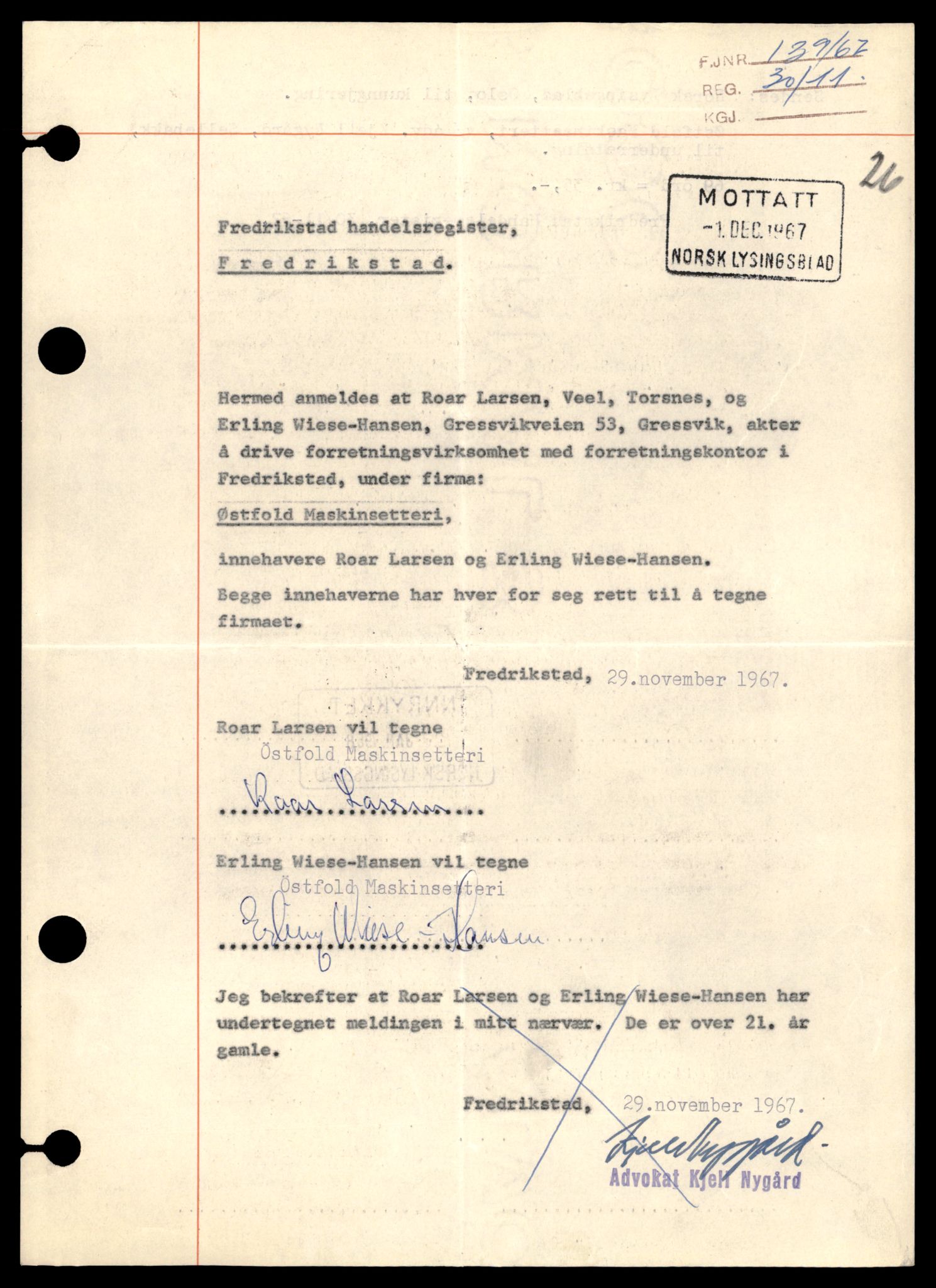 Fredrikstad tingrett, AV/SAT-A-10473/K/Kb/Kbb/L0064: Enkeltmannsforetak, aksjeselskap og andelslag, Østfold M-Østk, 1944-1990, p. 1