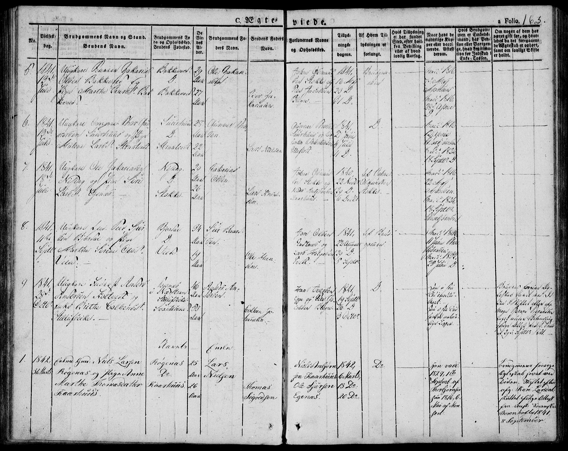 Skjold sokneprestkontor, AV/SAST-A-101847/H/Ha/Haa/L0005: Parish register (official) no. A 5, 1830-1856, p. 163