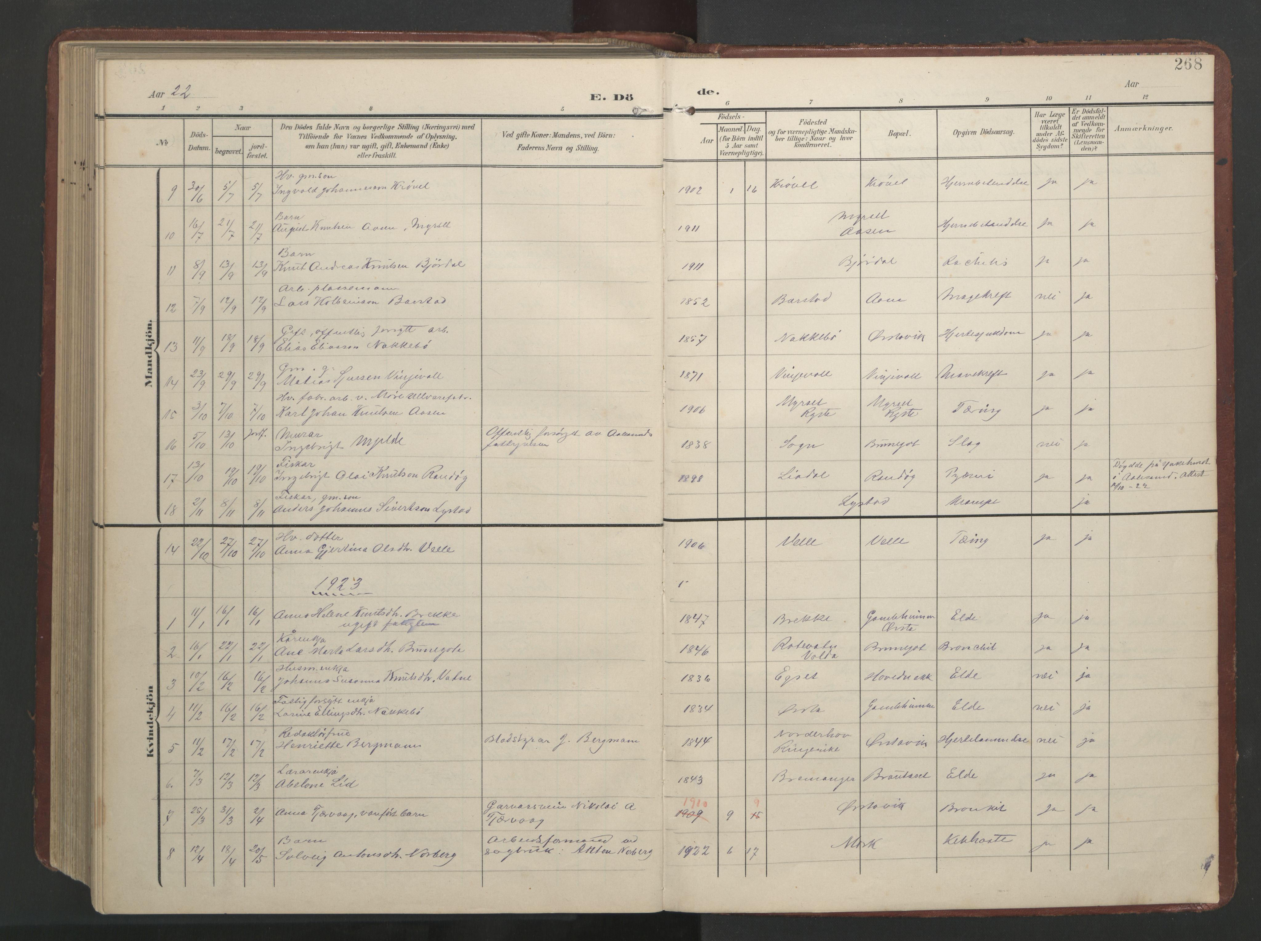 Ministerialprotokoller, klokkerbøker og fødselsregistre - Møre og Romsdal, AV/SAT-A-1454/513/L0190: Parish register (copy) no. 513C04, 1904-1926, p. 268