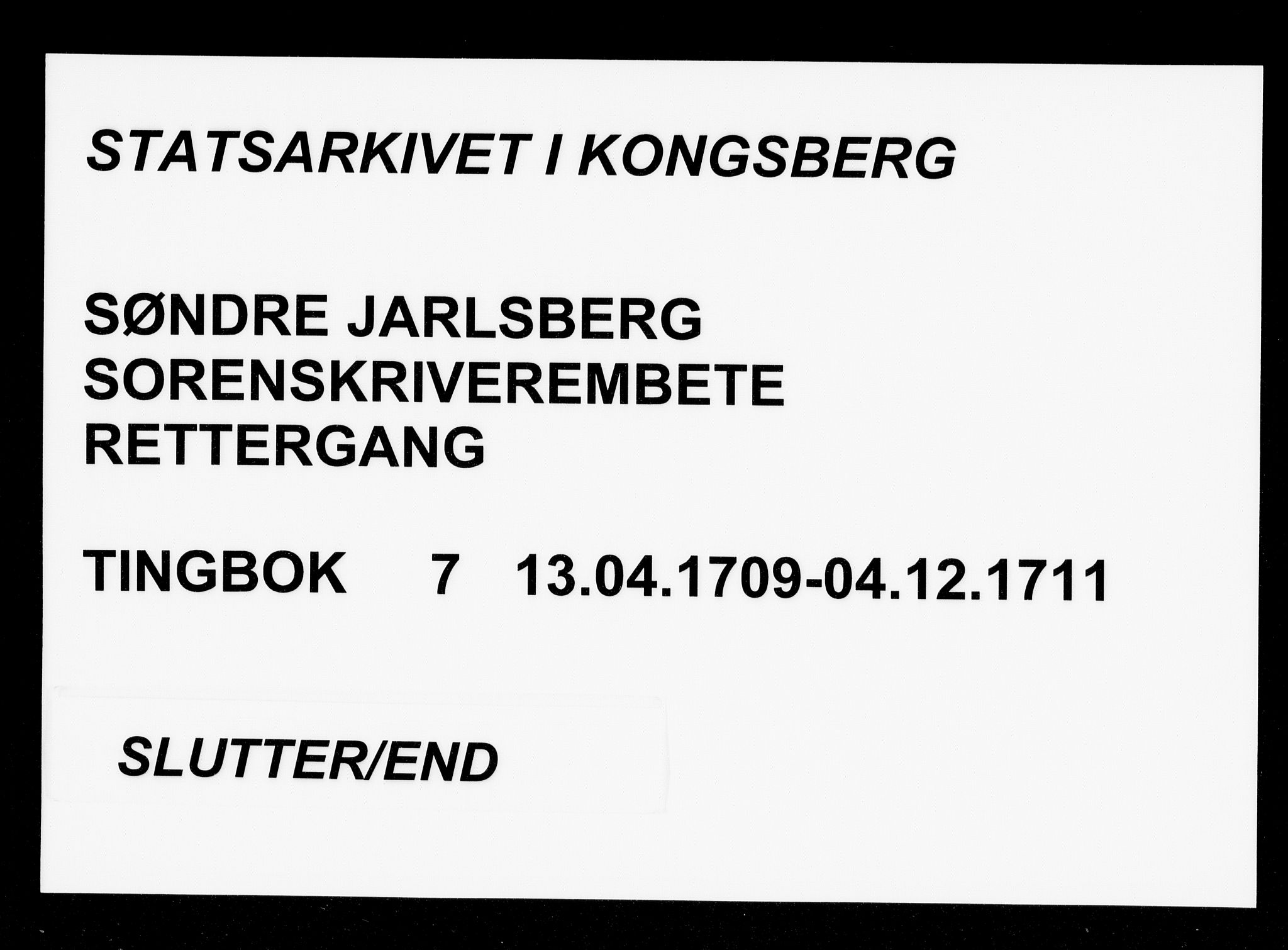 Søndre Jarlsberg sorenskriveri, SAKO/A-129/F/Fa/L0007: Tingbok, 1709-1711