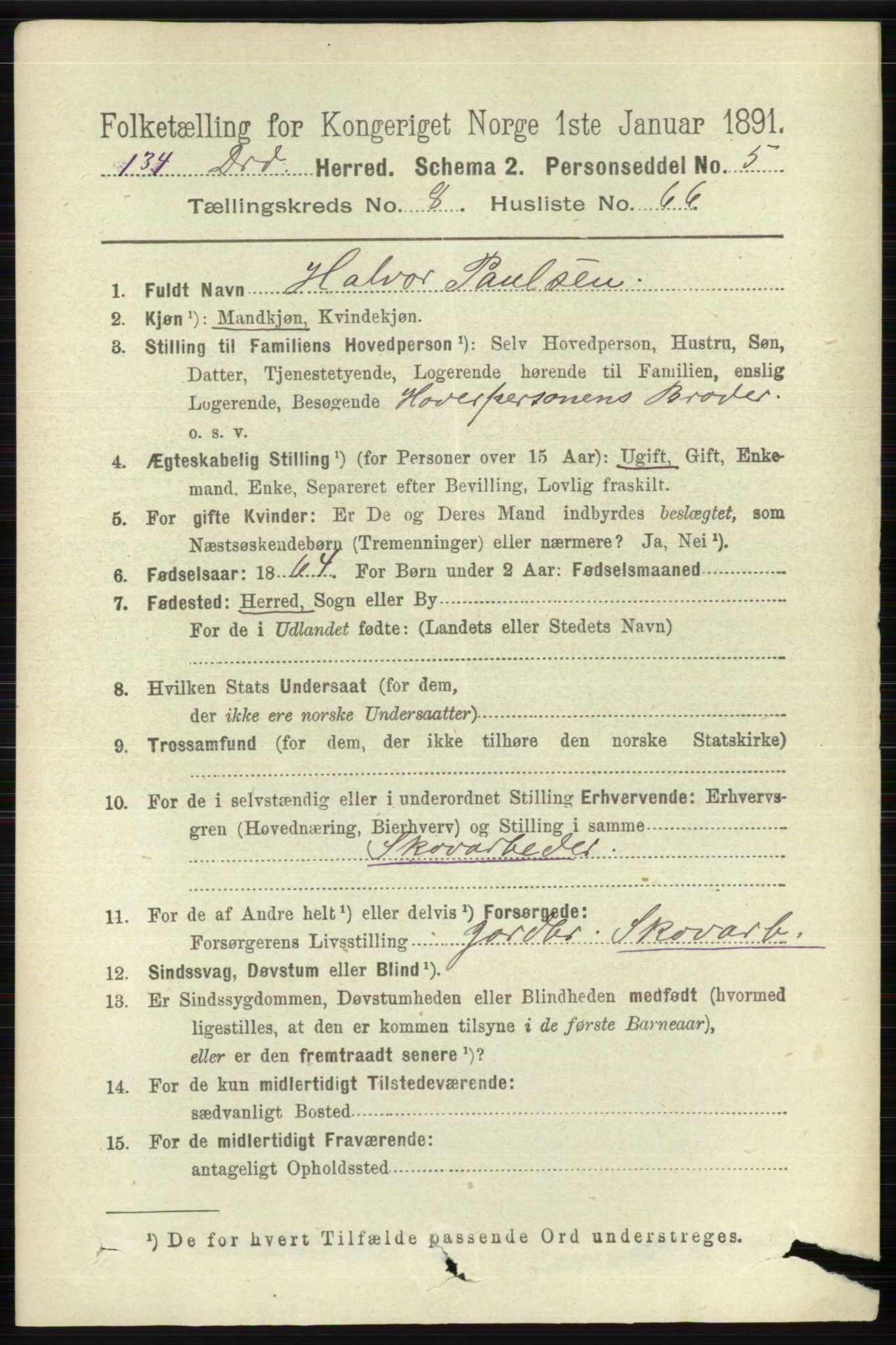 RA, 1891 census for 0817 Drangedal, 1891, p. 3088