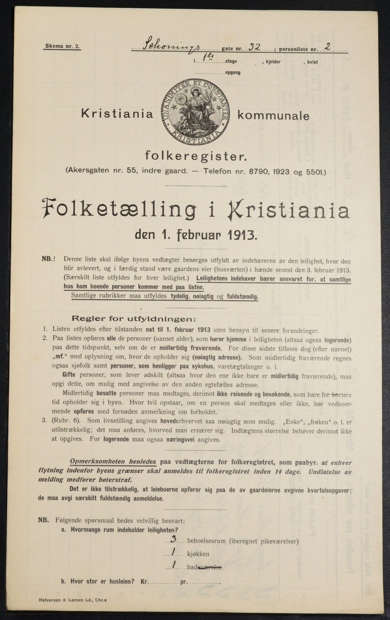 OBA, Municipal Census 1913 for Kristiania, 1913, p. 93732