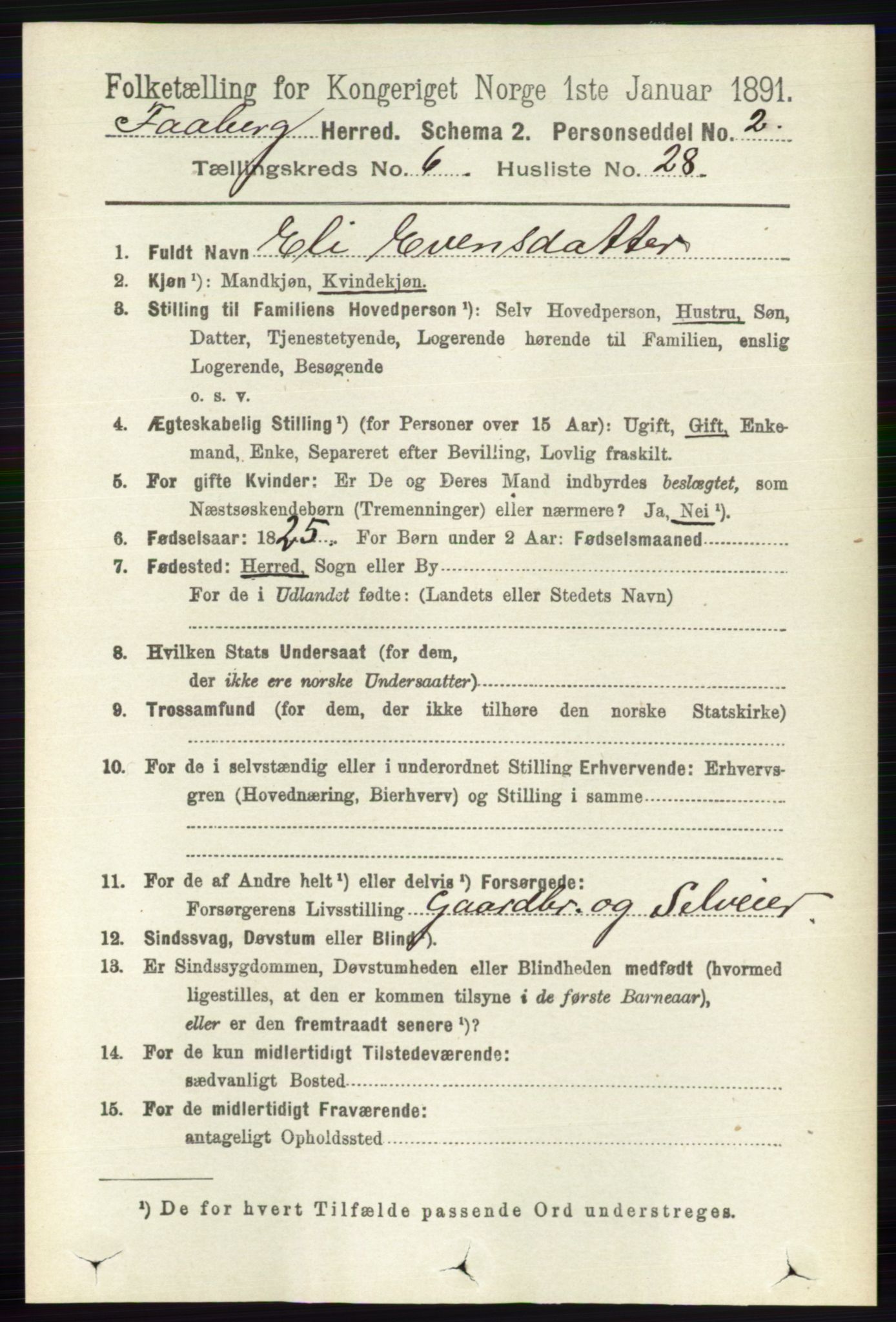 RA, 1891 census for 0524 Fåberg, 1891, p. 2437