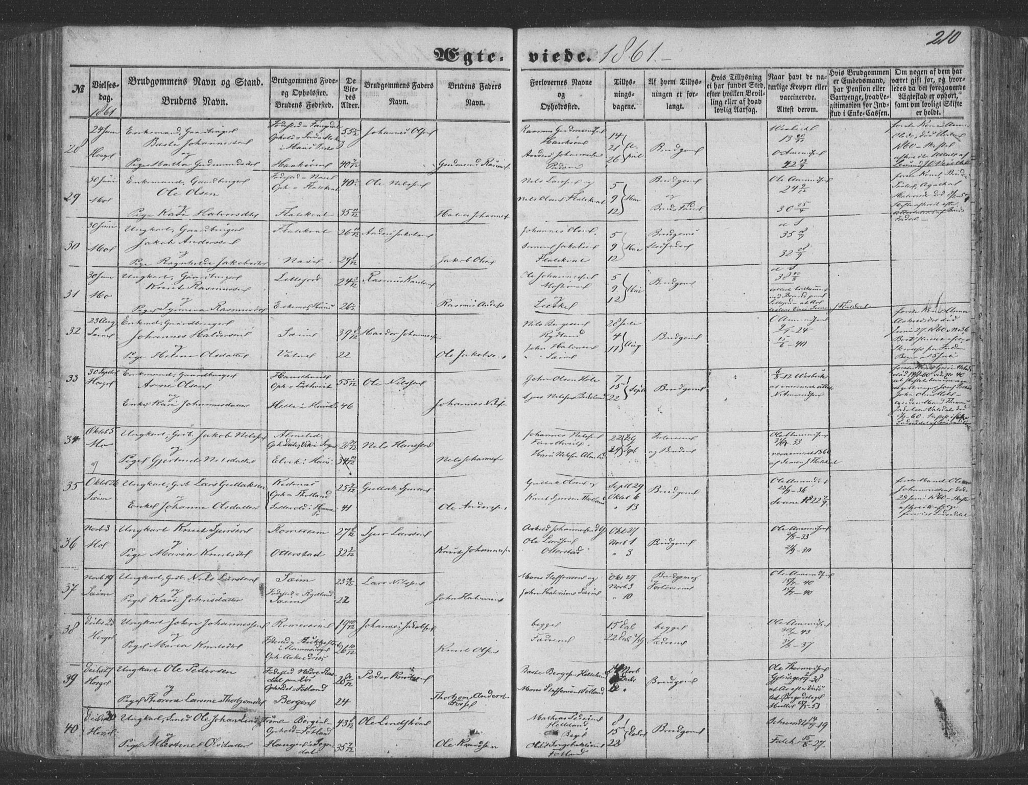 Hosanger sokneprestembete, AV/SAB-A-75801/H/Haa: Parish register (official) no. A 8, 1849-1863, p. 210