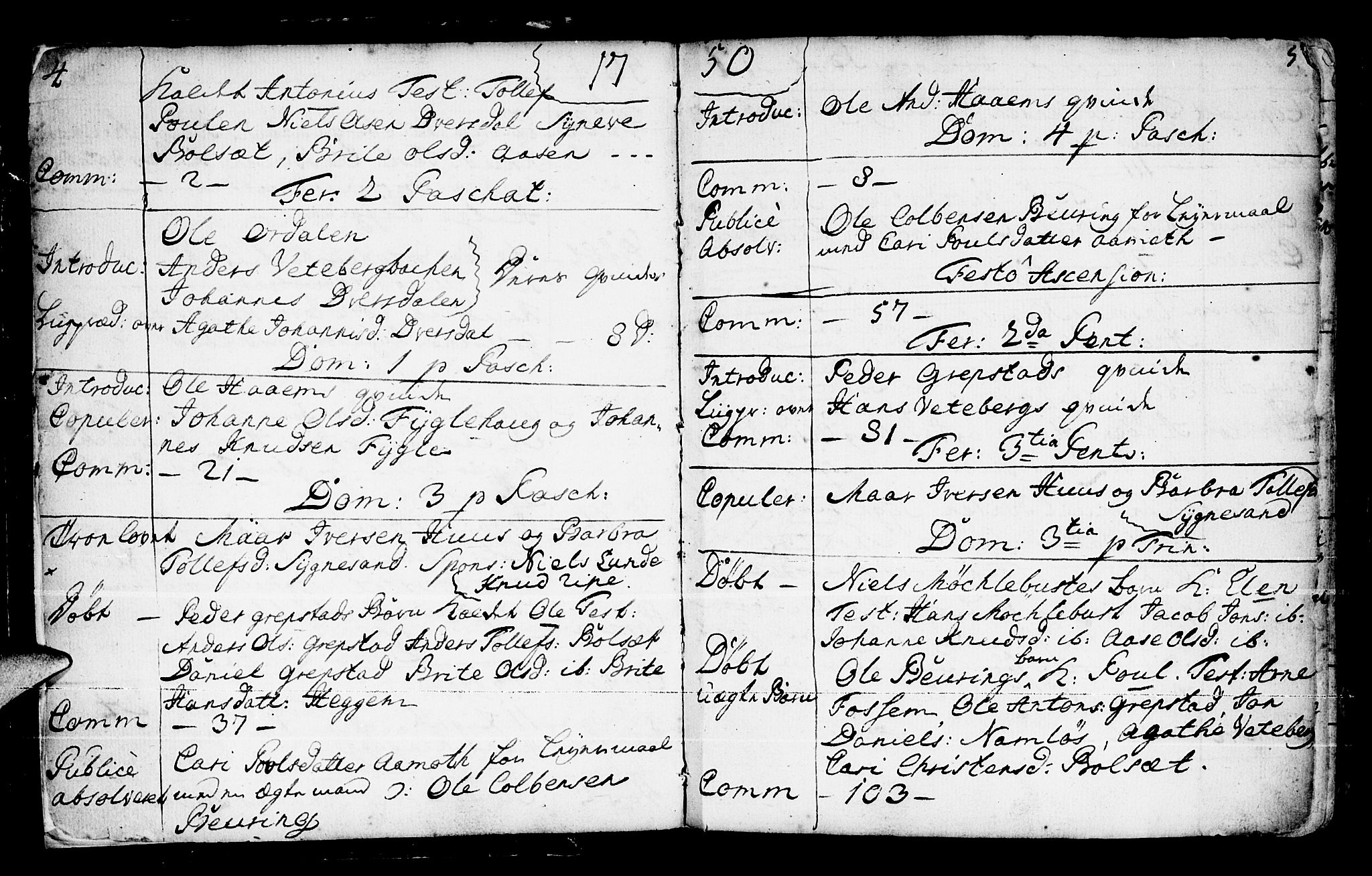 Jølster sokneprestembete, AV/SAB-A-80701/H/Haa/Haaa/L0004: Parish register (official) no. A 4, 1749-1789, p. 4-5