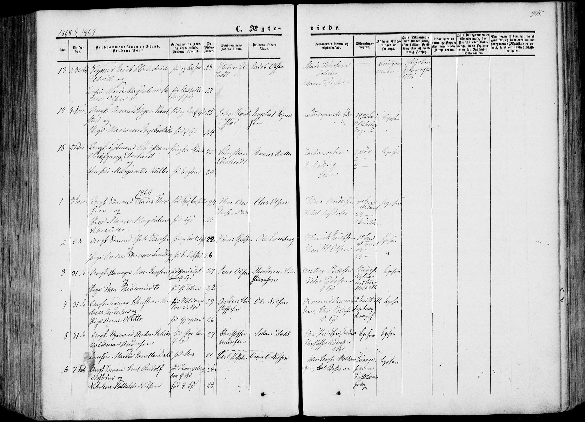 Porsgrunn kirkebøker , AV/SAKO-A-104/F/Fa/L0007: Parish register (official) no. 7, 1858-1877, p. 315