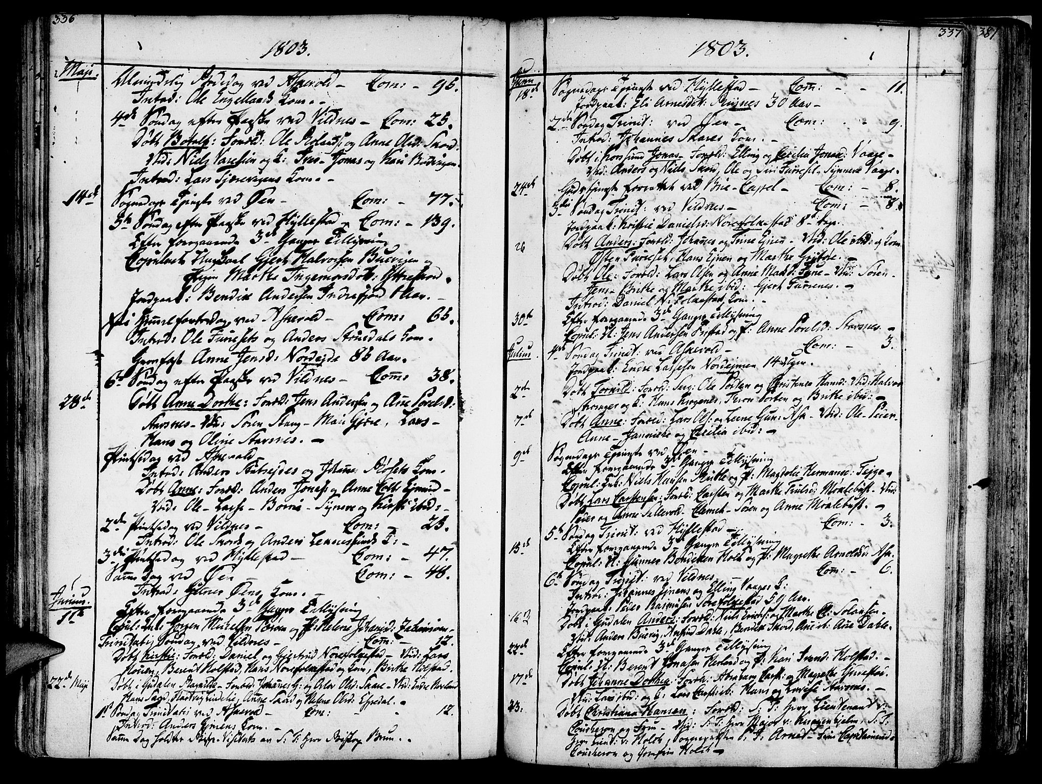 Askvoll sokneprestembete, AV/SAB-A-79501/H/Haa/Haaa/L0009: Parish register (official) no. A 9, 1776-1821, p. 336-337