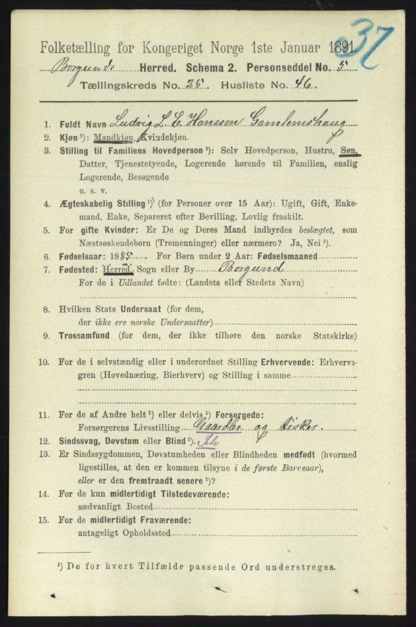 RA, 1891 census for 1531 Borgund, 1891, p. 7561