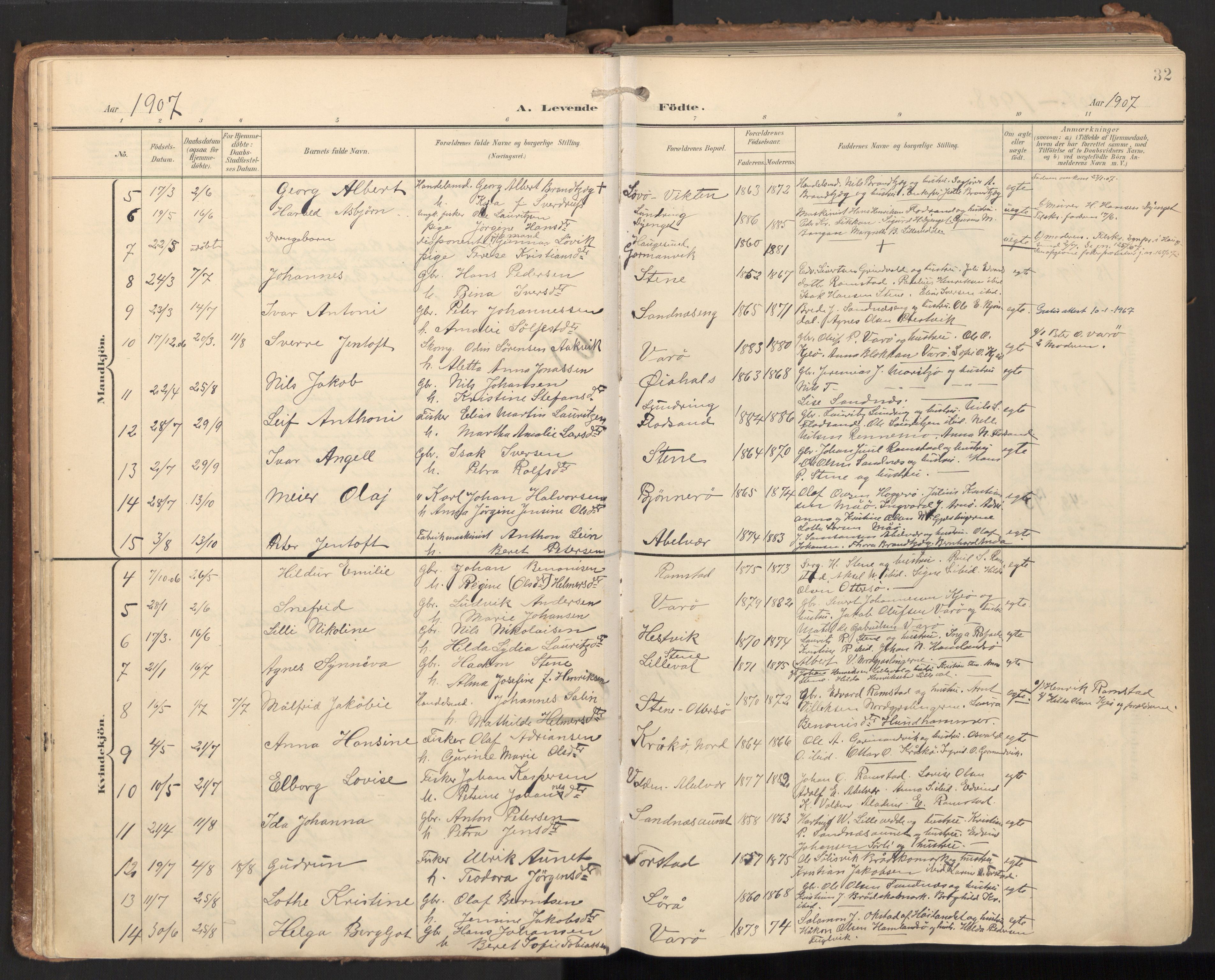 Ministerialprotokoller, klokkerbøker og fødselsregistre - Nord-Trøndelag, SAT/A-1458/784/L0677: Parish register (official) no. 784A12, 1900-1920, p. 32