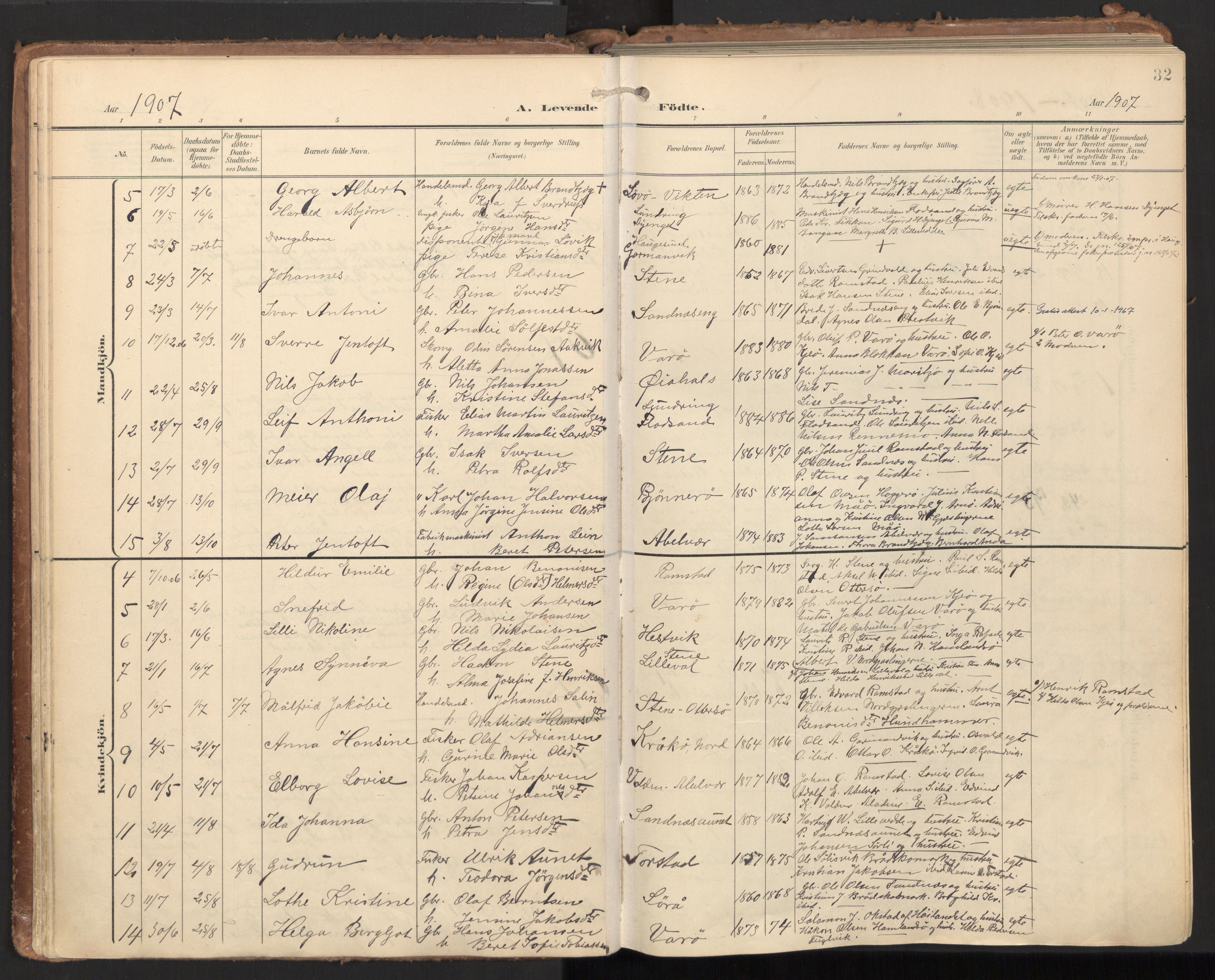 Ministerialprotokoller, klokkerbøker og fødselsregistre - Nord-Trøndelag, AV/SAT-A-1458/784/L0677: Parish register (official) no. 784A12, 1900-1920, p. 32