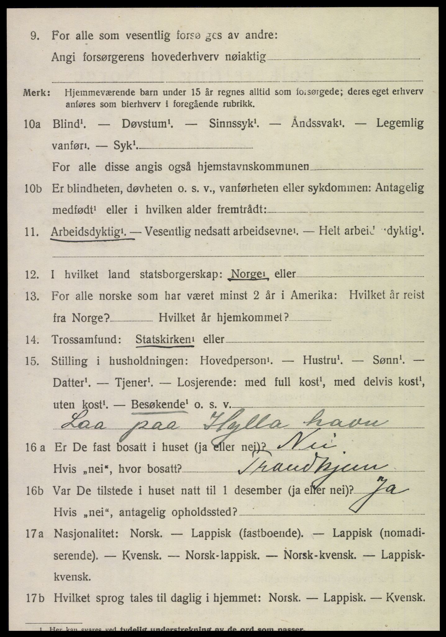 SAT, 1920 census for Røra, 1920, p. 1496