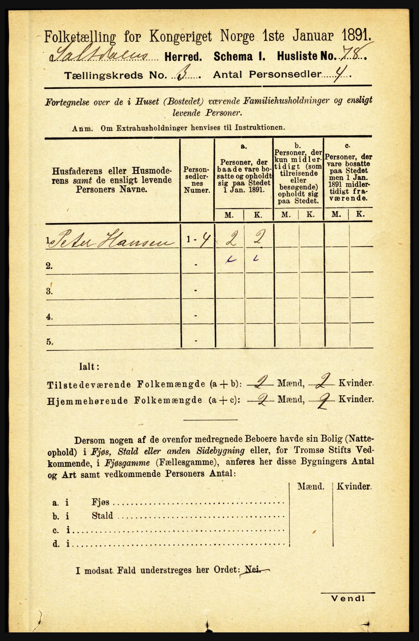 RA, 1891 census for 1840 Saltdal, 1891, p. 1648