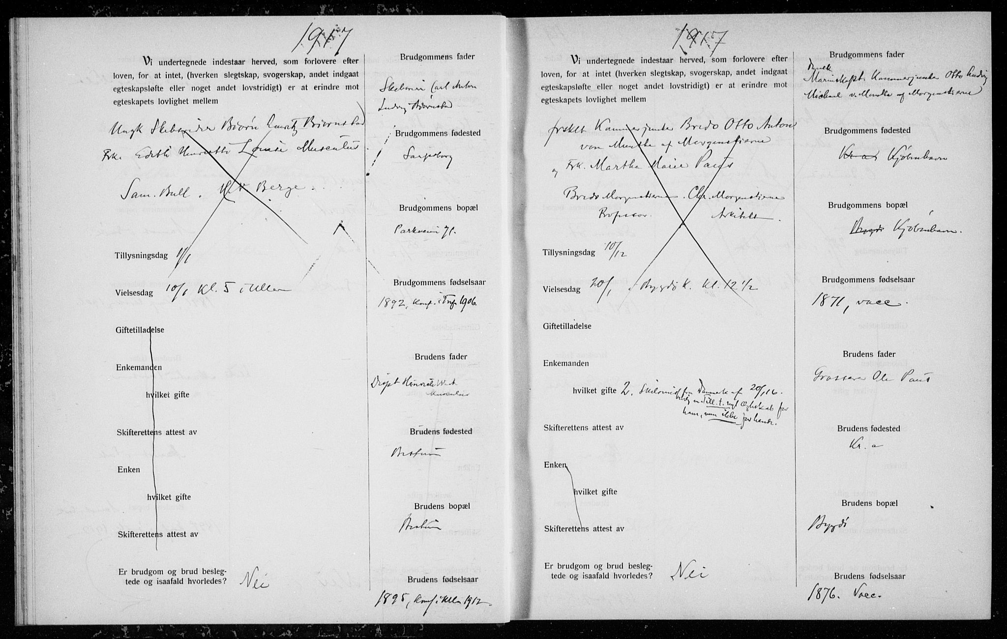 Ullern prestekontor Kirkebøker, AV/SAO-A-10740/H/L0002: Banns register no. 2, 1916-1917