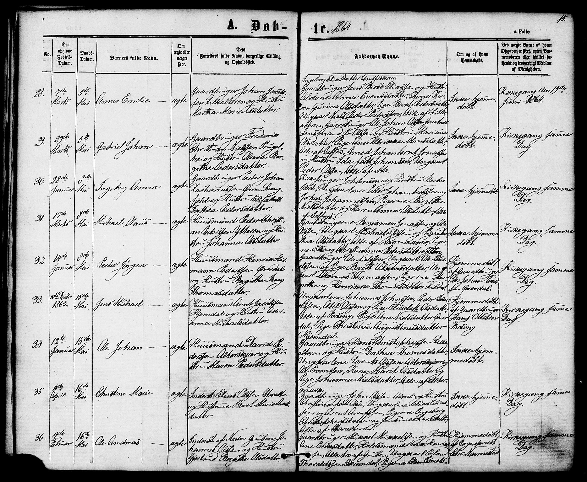 Ministerialprotokoller, klokkerbøker og fødselsregistre - Nordland, AV/SAT-A-1459/827/L0393: Parish register (official) no. 827A05, 1863-1883, p. 15