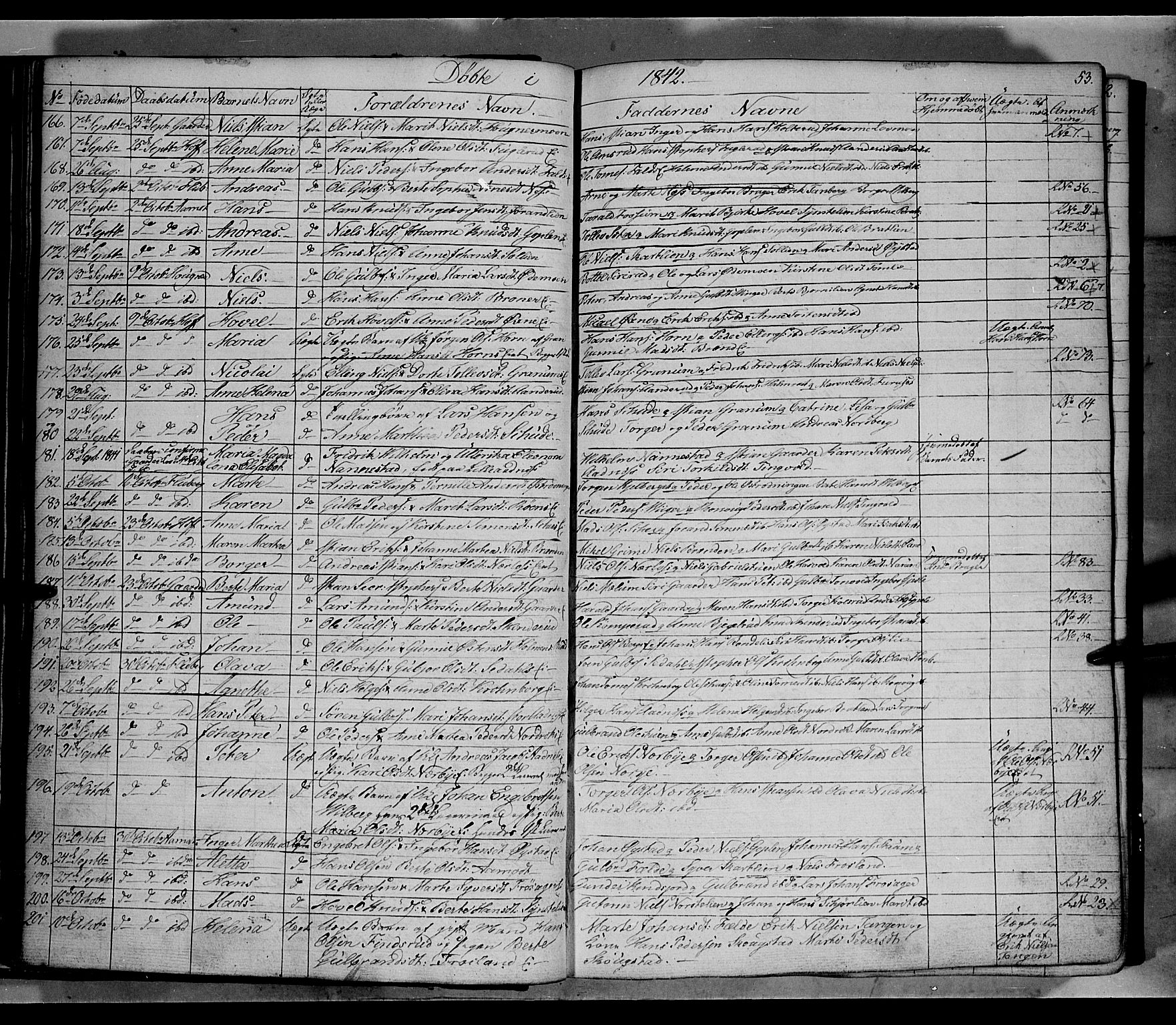 Land prestekontor, SAH/PREST-120/H/Ha/Hab/L0002: Parish register (copy) no. 2, 1833-1849, p. 53