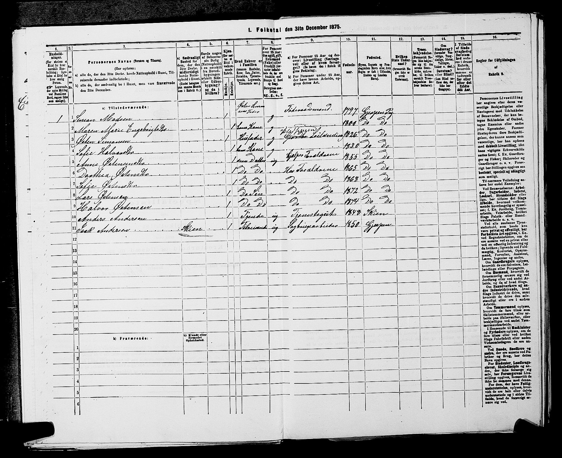 SAKO, 1875 census for 0812P Gjerpen, 1875, p. 498