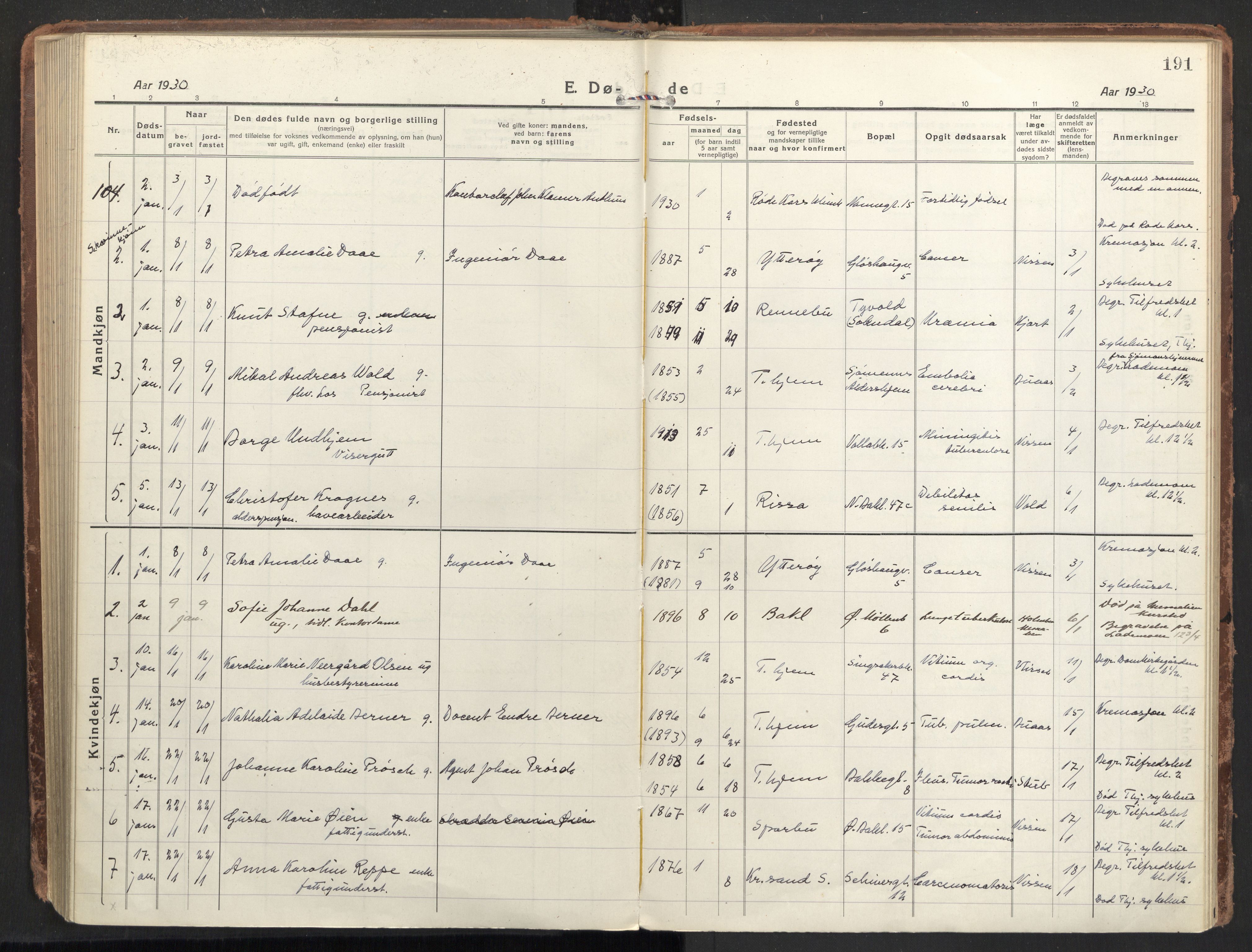 Ministerialprotokoller, klokkerbøker og fødselsregistre - Sør-Trøndelag, SAT/A-1456/604/L0207: Parish register (official) no. 604A27, 1917-1933, p. 191