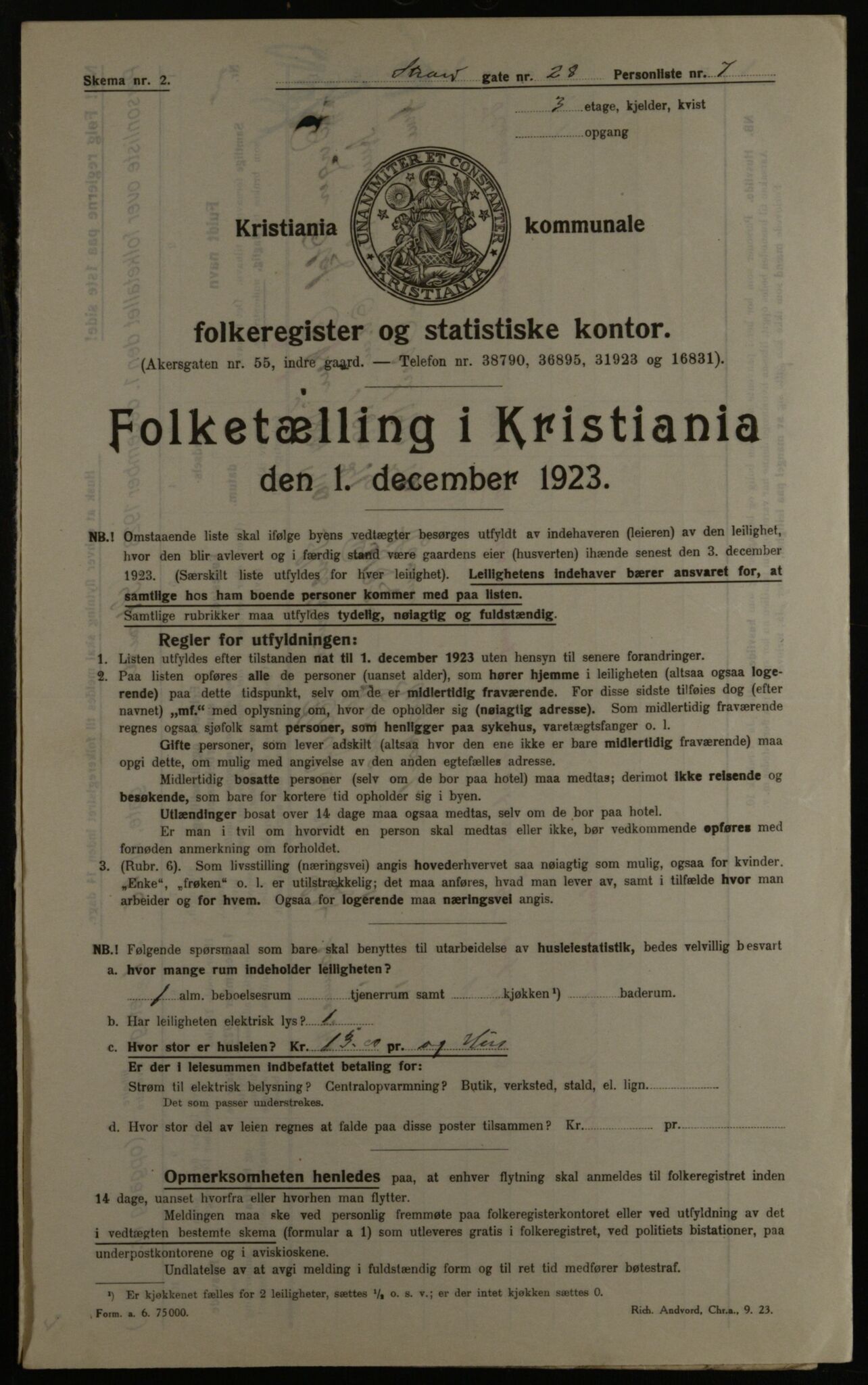 OBA, Municipal Census 1923 for Kristiania, 1923, p. 115083