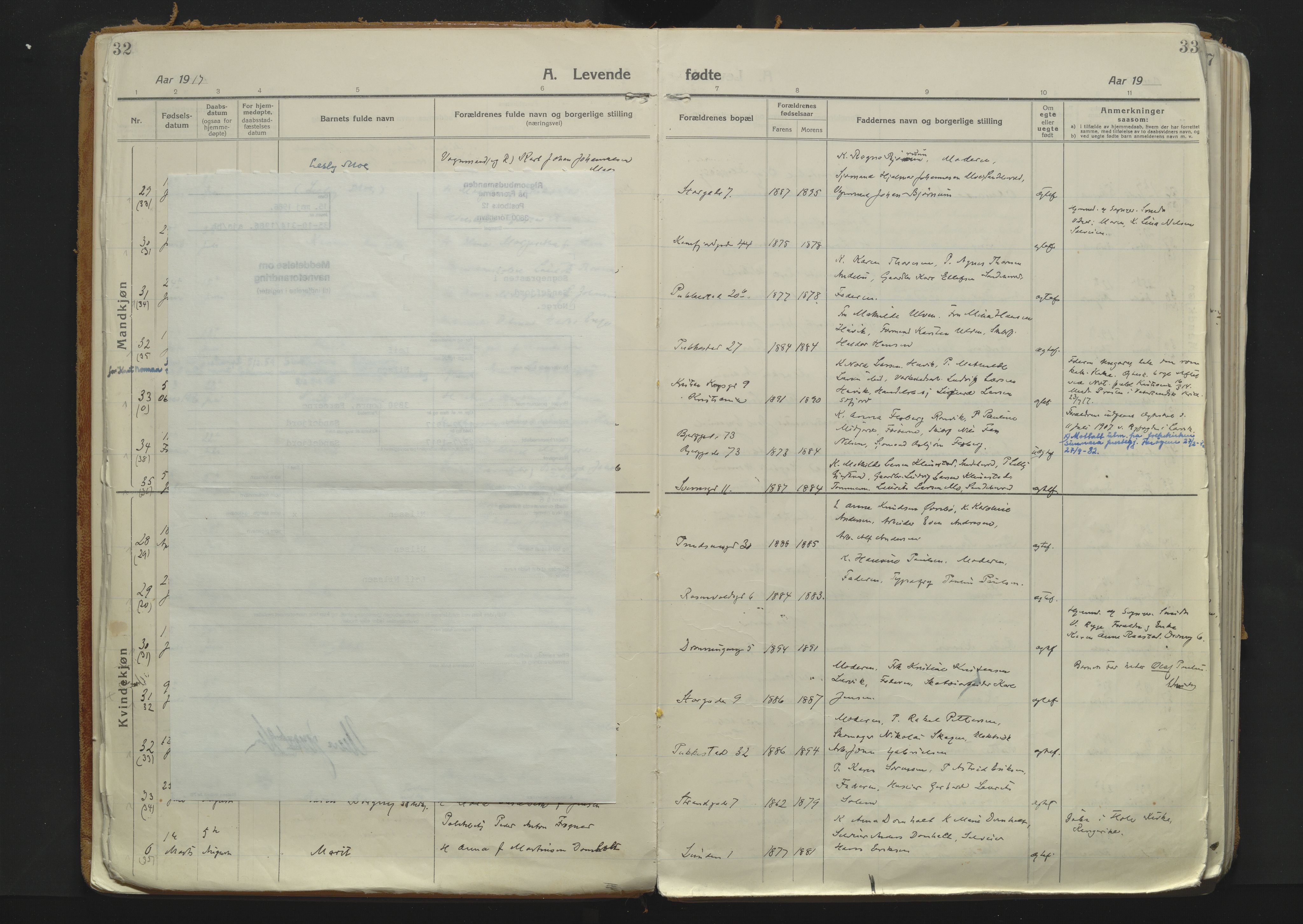 Sandefjord kirkebøker, AV/SAKO-A-315/F/Fa/L0007: Parish register (official) no. 7, 1916-1930, p. 32-33