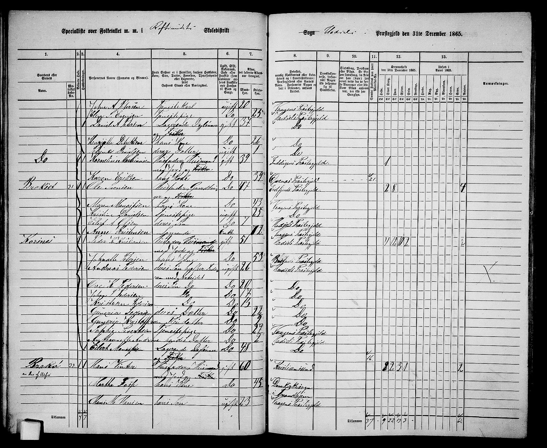 RA, 1865 census for Hadsel, 1865, p. 55